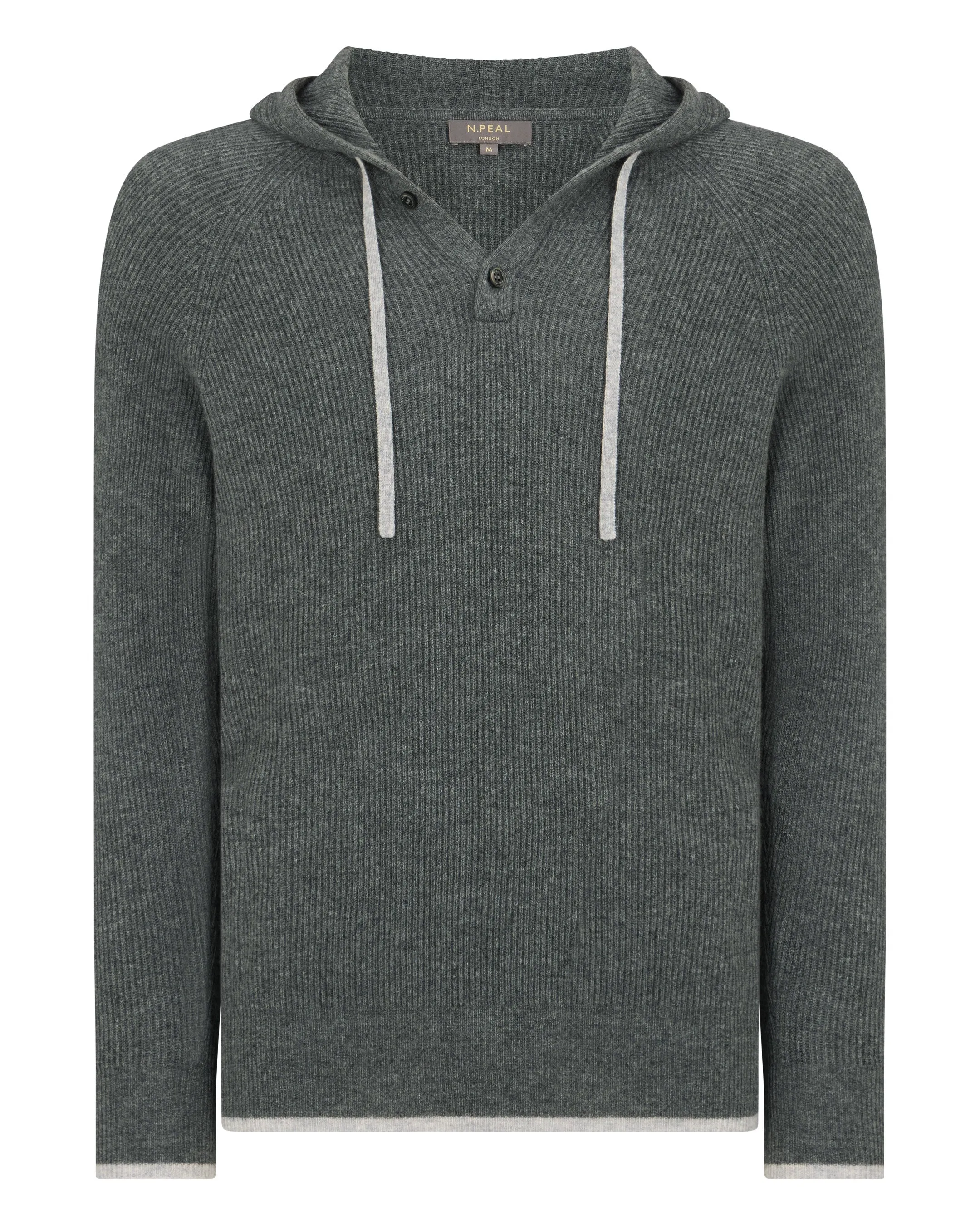 Men's Balham Rib Hooded Cashmere Sweater Elephant Grey