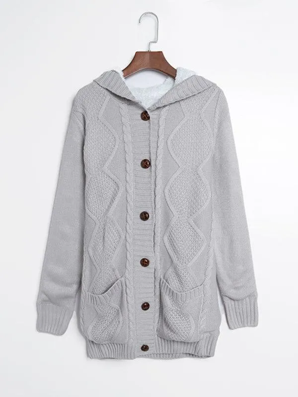 Mid-Length Hooded Cardigan Sweater