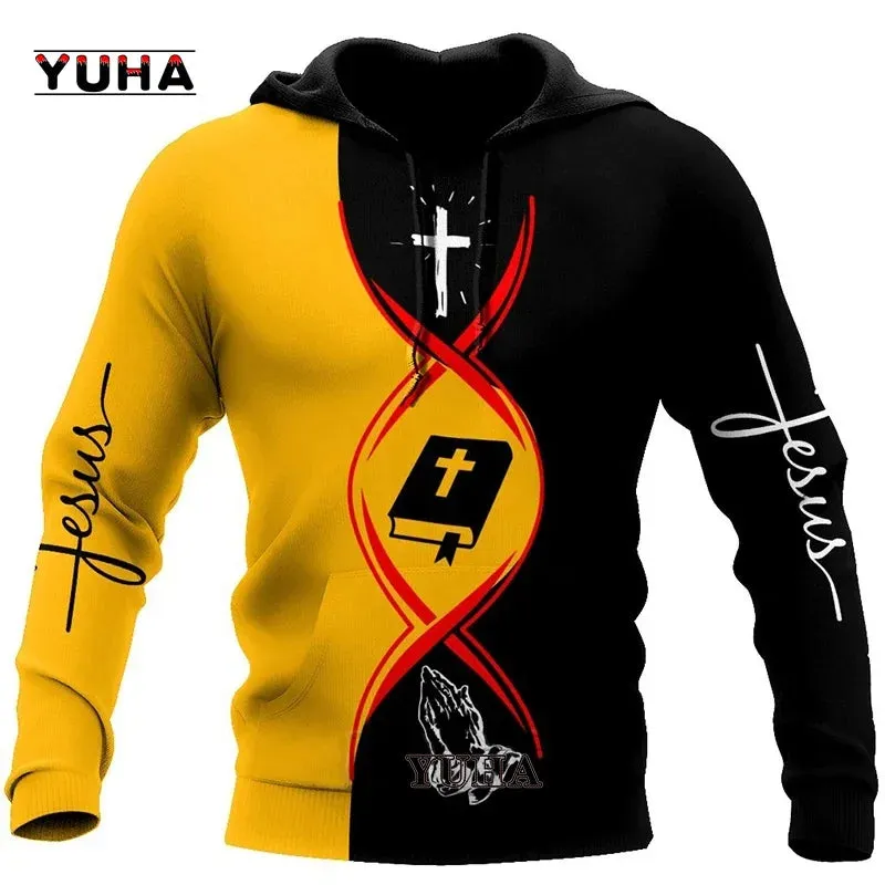 New Fashion Christian Bible Faith Jesus God Cruz Retro Art Streetwear Tracksuit 3Dprint Men/Women Casual Hoodies