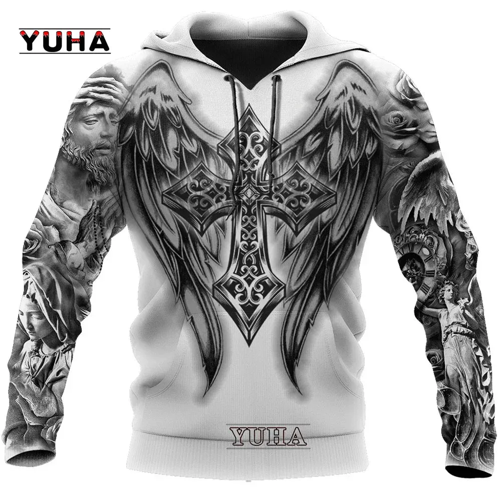 New Fashion Christian Bible Faith Jesus God Cruz Retro Art Streetwear Tracksuit 3Dprint Men/Women Casual Hoodies