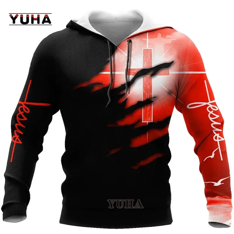 New Fashion Christian Bible Faith Jesus God Cruz Retro Art Streetwear Tracksuit 3Dprint Men/Women Casual Hoodies