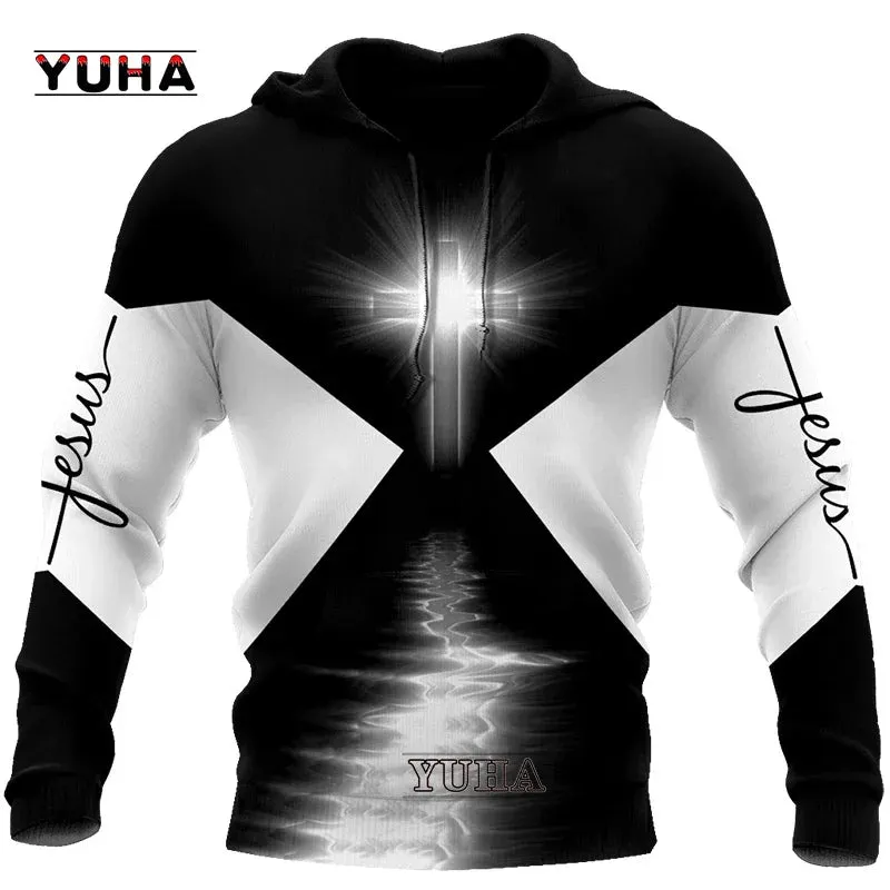 New Fashion Christian Bible Faith Jesus God Cruz Retro Art Streetwear Tracksuit 3Dprint Men/Women Casual Hoodies