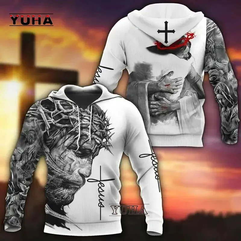 New Fashion Christian Bible Faith Jesus God Cruz Retro Art Streetwear Tracksuit 3Dprint Men/Women Casual Hoodies