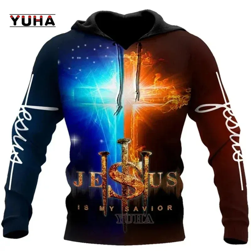 New Fashion Christian Bible Faith Jesus God Cruz Retro Art Streetwear Tracksuit 3Dprint Men/Women Casual Hoodies