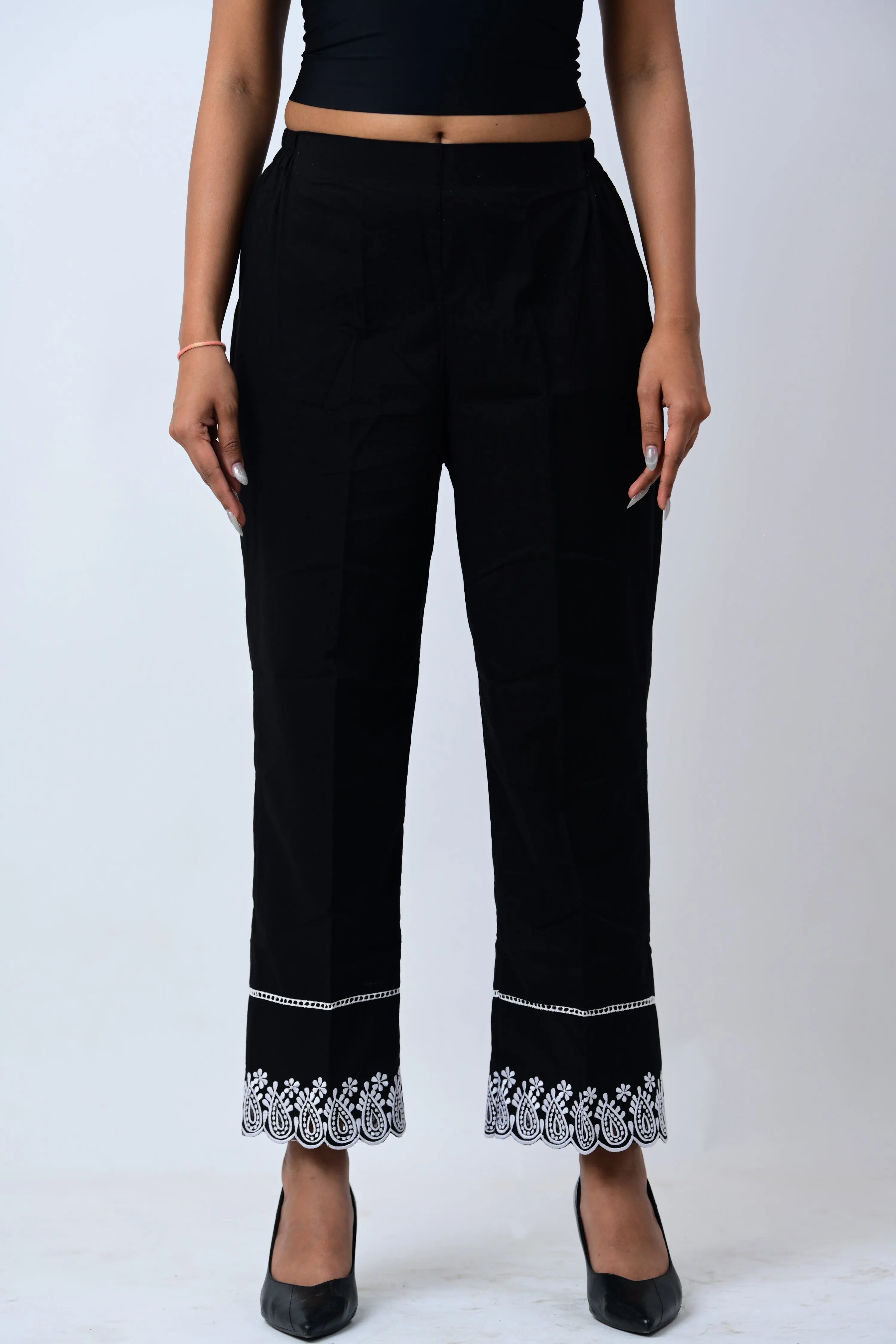 Paisley Cotton Pants - Black