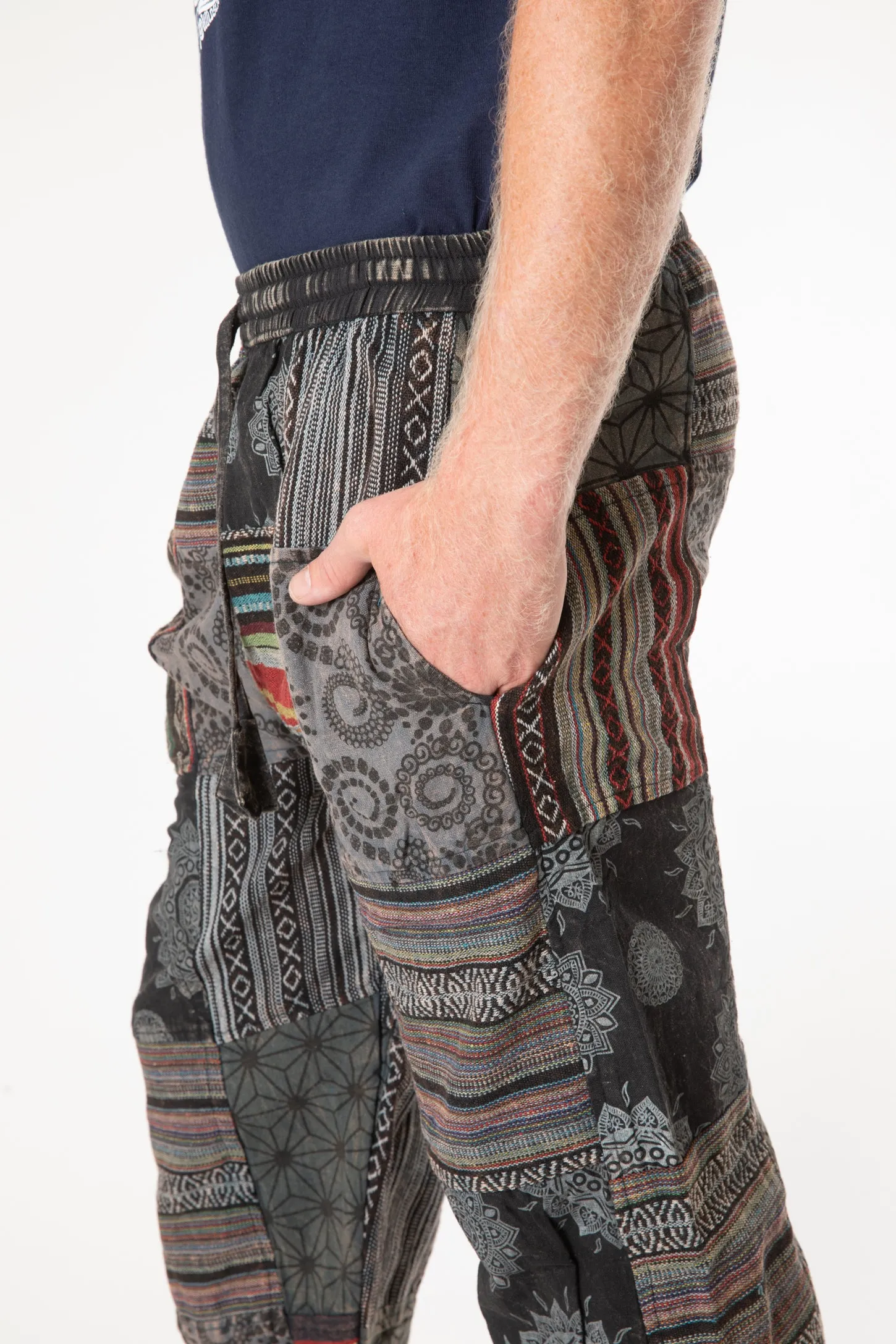 Patchwork Stone Wash Meditation Pants