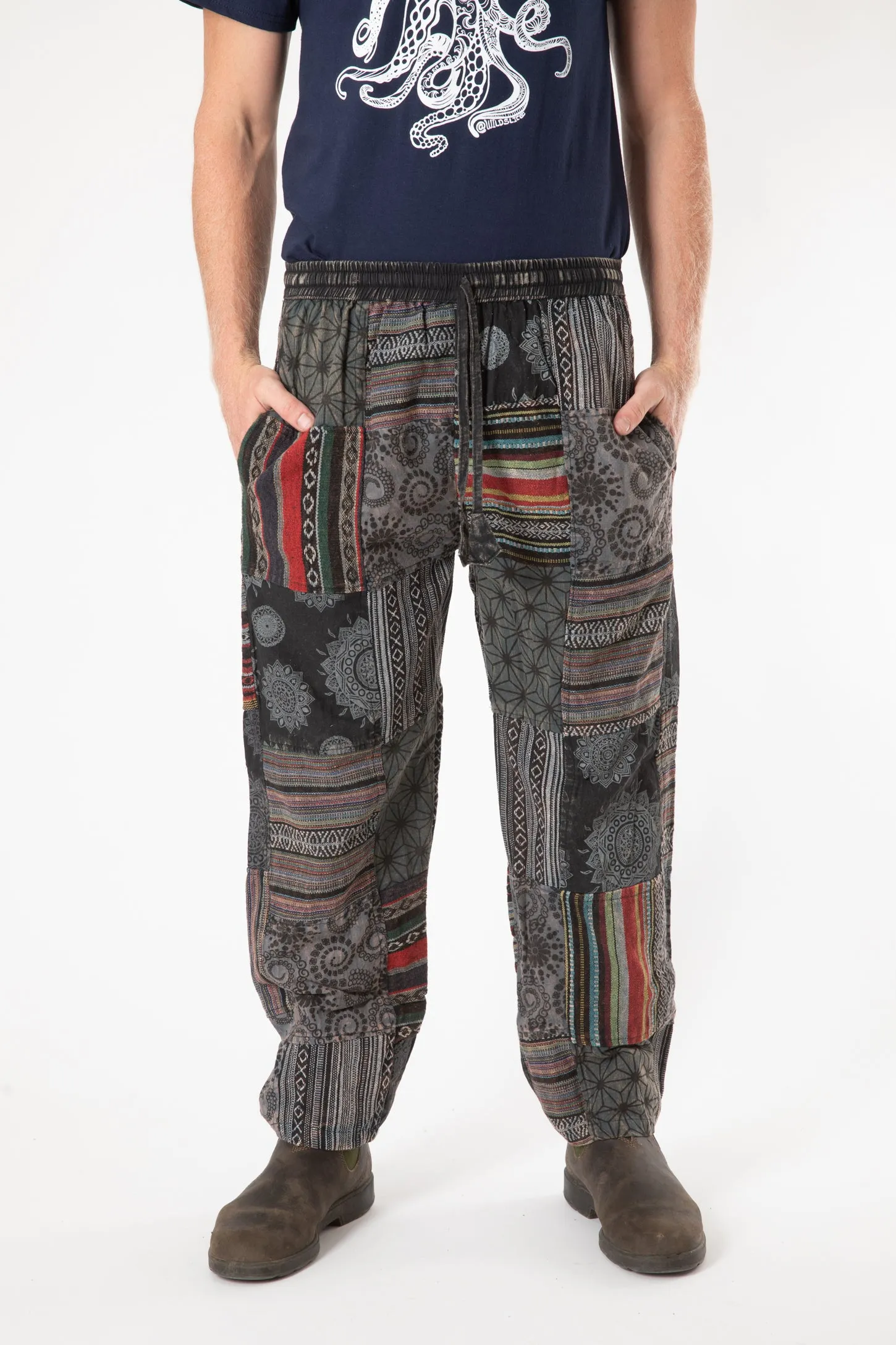 Patchwork Stone Wash Meditation Pants