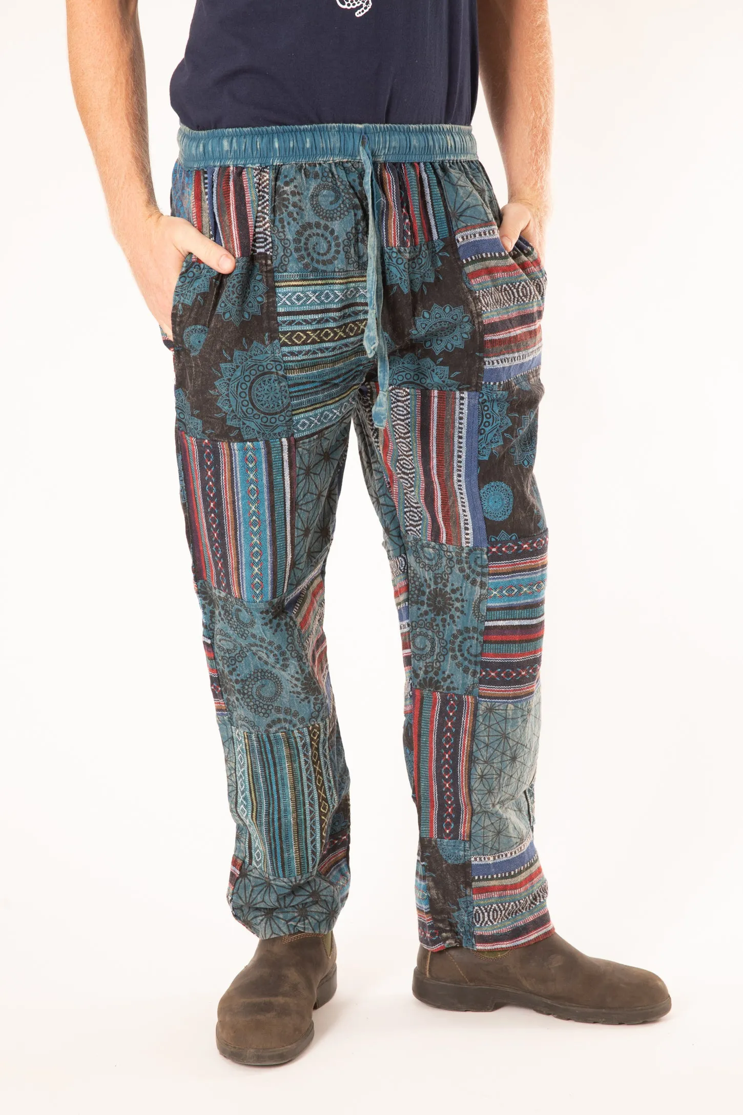 Patchwork Stone Wash Meditation Pants