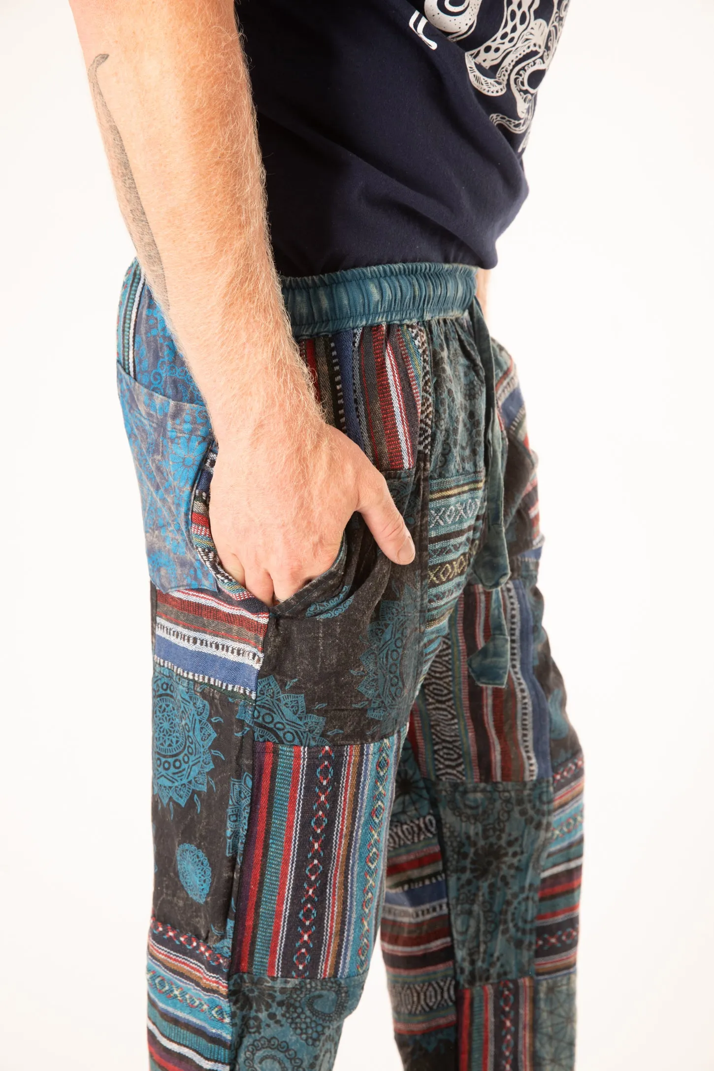 Patchwork Stone Wash Meditation Pants