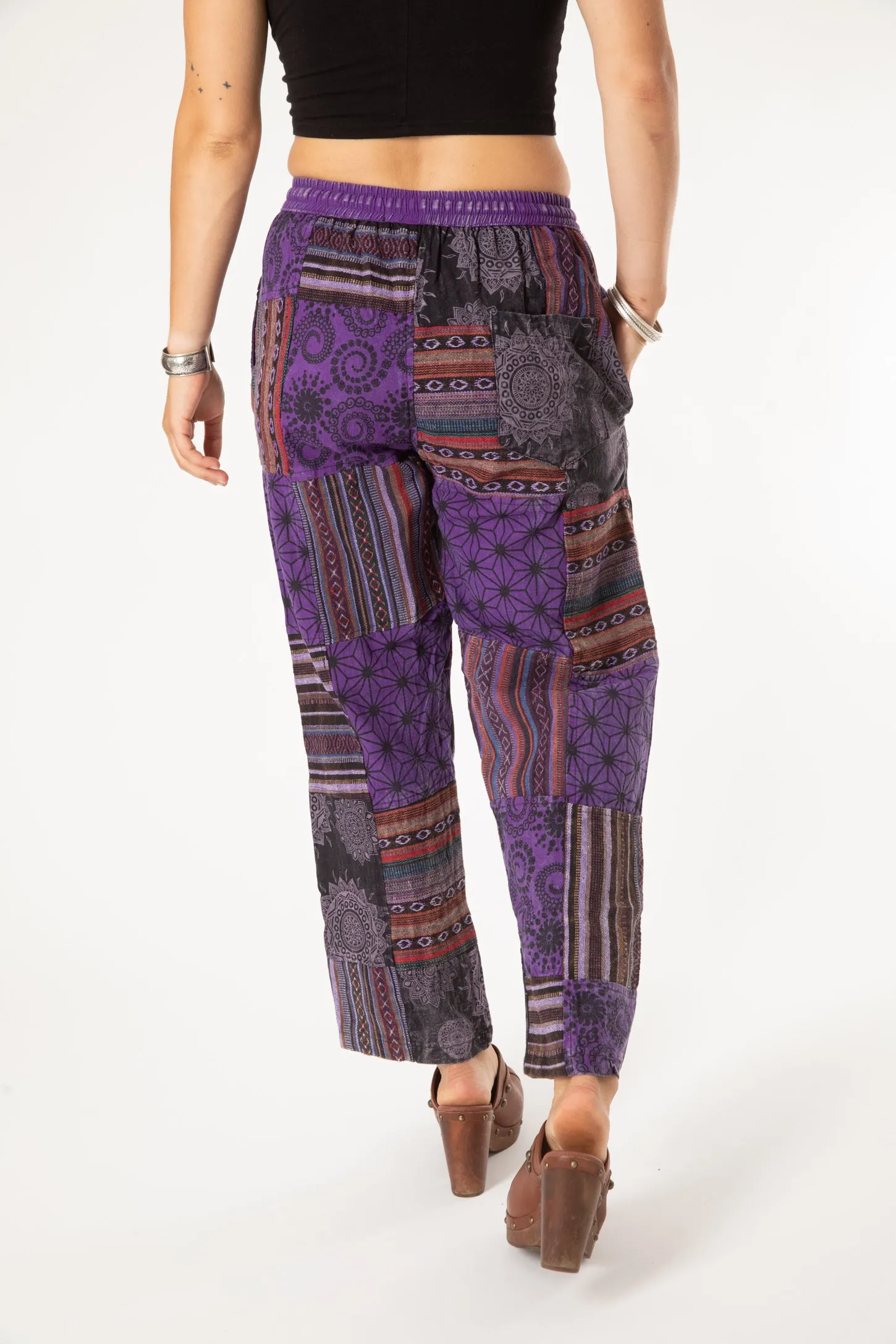 Patchwork Stone Wash Meditation Pants