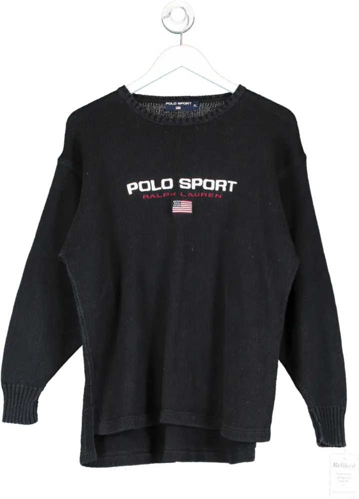 Polo Sport Black Embroidered Logo Jumper UK XL