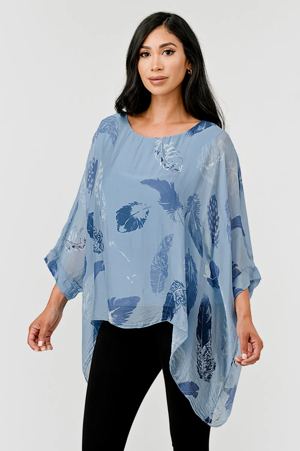 Raw Moda Italian Silky Feathered Pattern Top