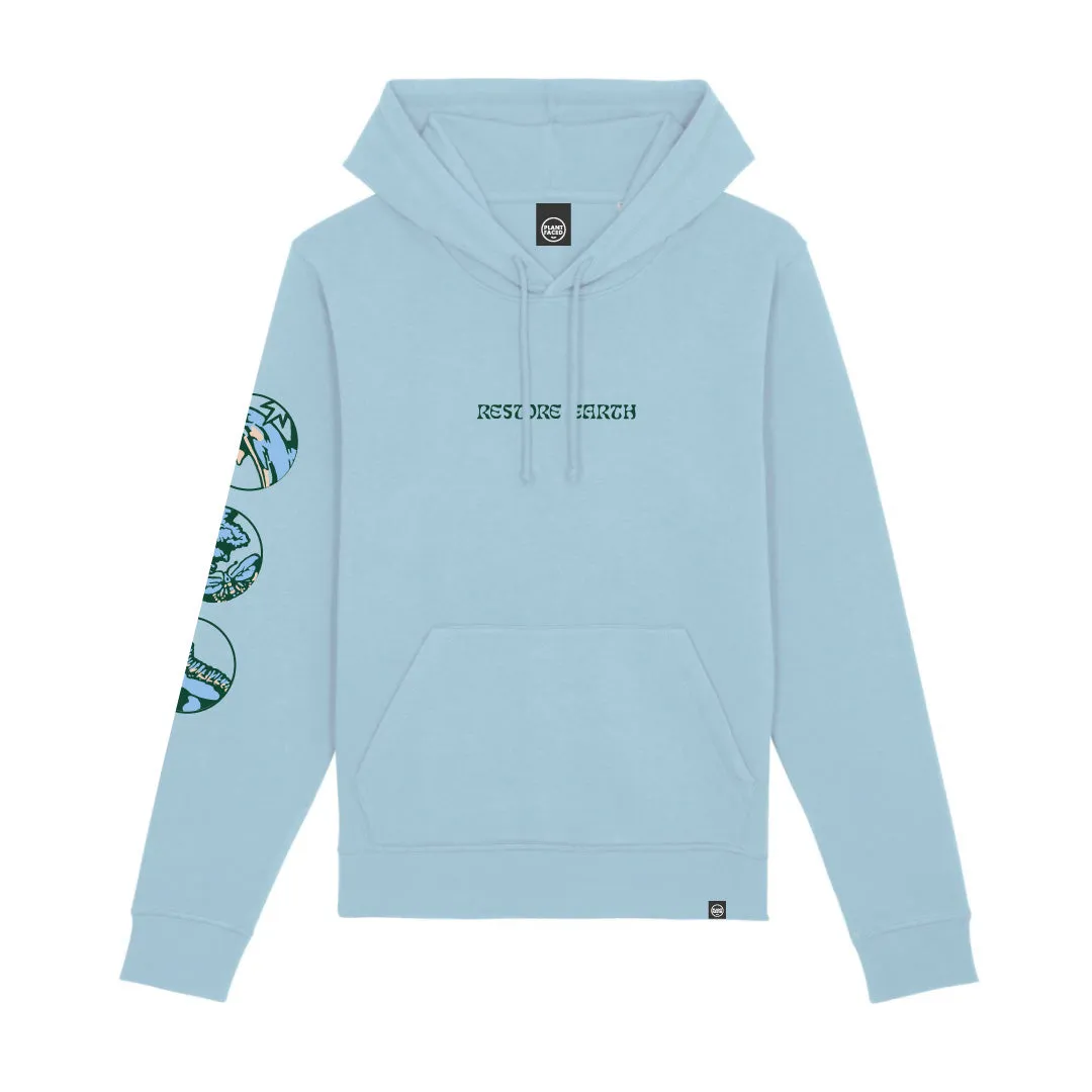 Restore Earth Hoodie - Sky Blue - ORGANIC X RECYCLED