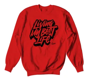 Retro 12 Reverse Flu Sweater - Living Life - Red