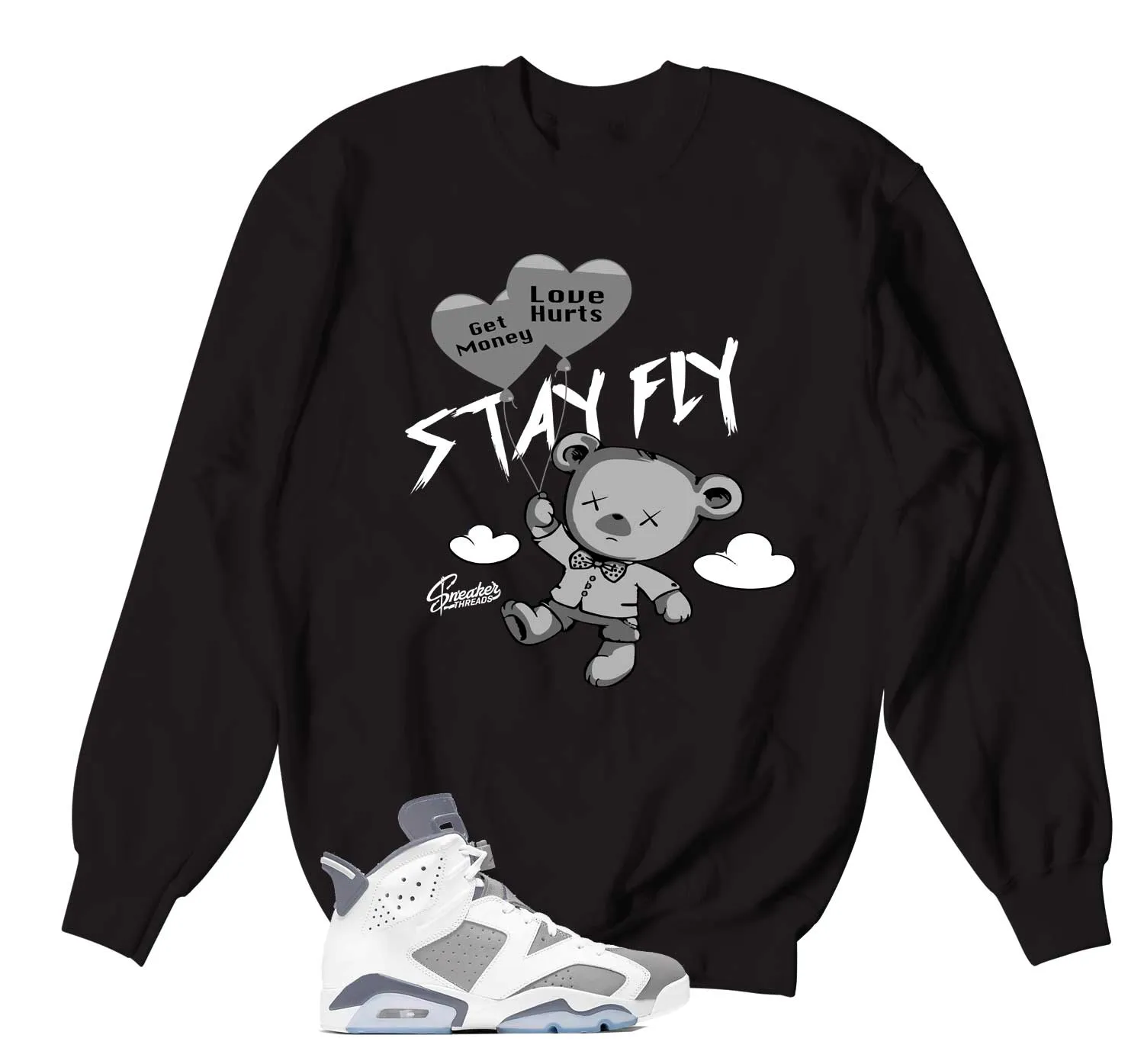 Retro 6 Cool Grey Sweater - Money Over Love - Black