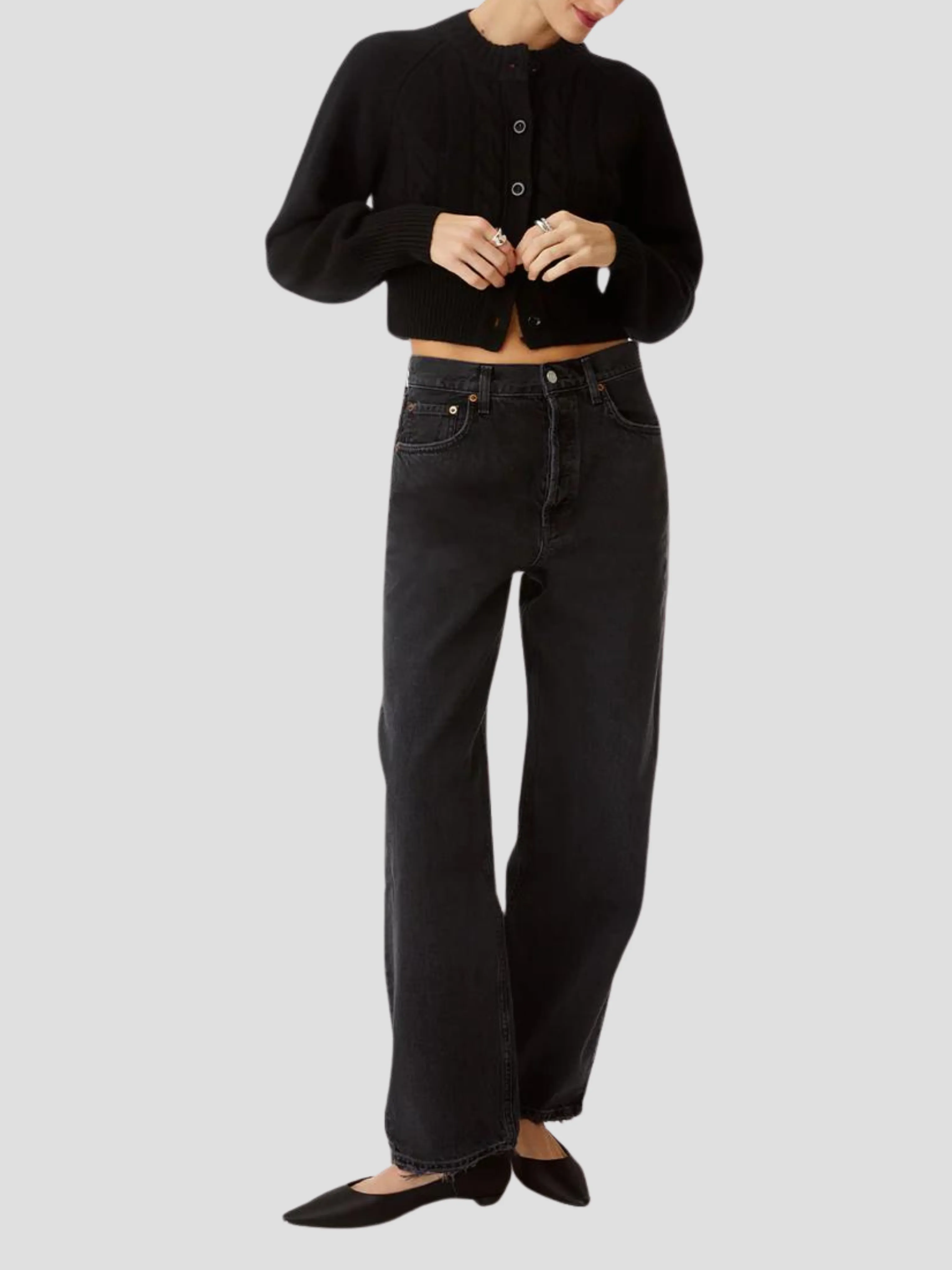 Rita Cropped Cardigan in Black