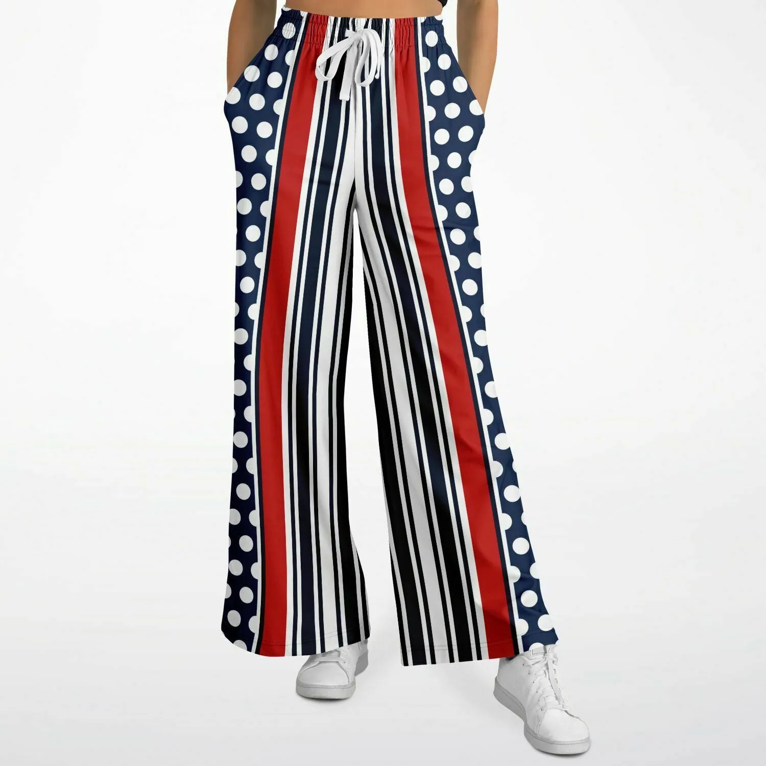 Sail Away Blue Polka Dot Stetchy Phat Bellbottoms