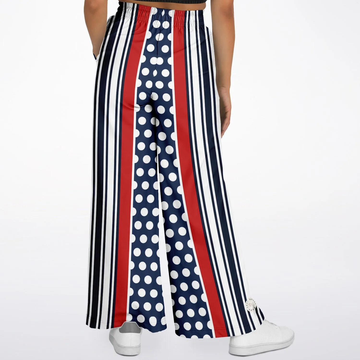 Sail Away Blue Polka Dot Stetchy Phat Bellbottoms