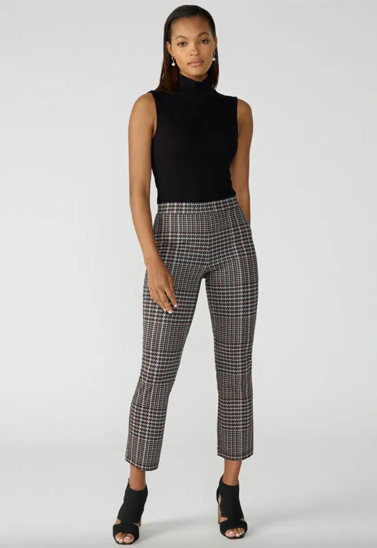 Sanctuary - Carnaby Kick Crop Semi High Rise Legging Cappuccino Glen Plaid