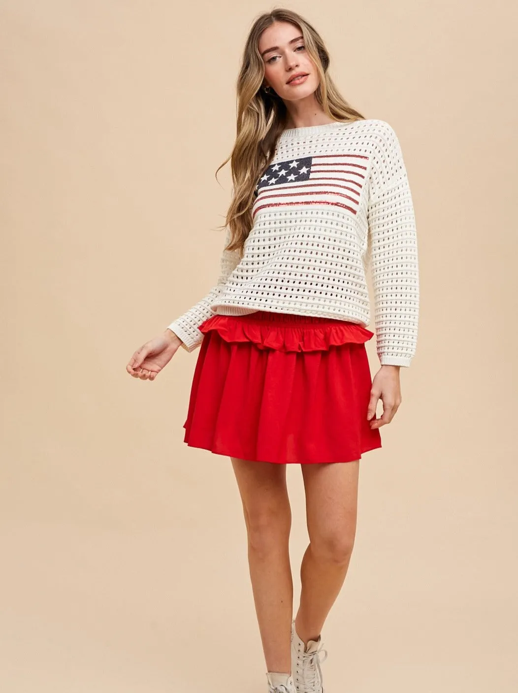 Sequin American Flag Sweater