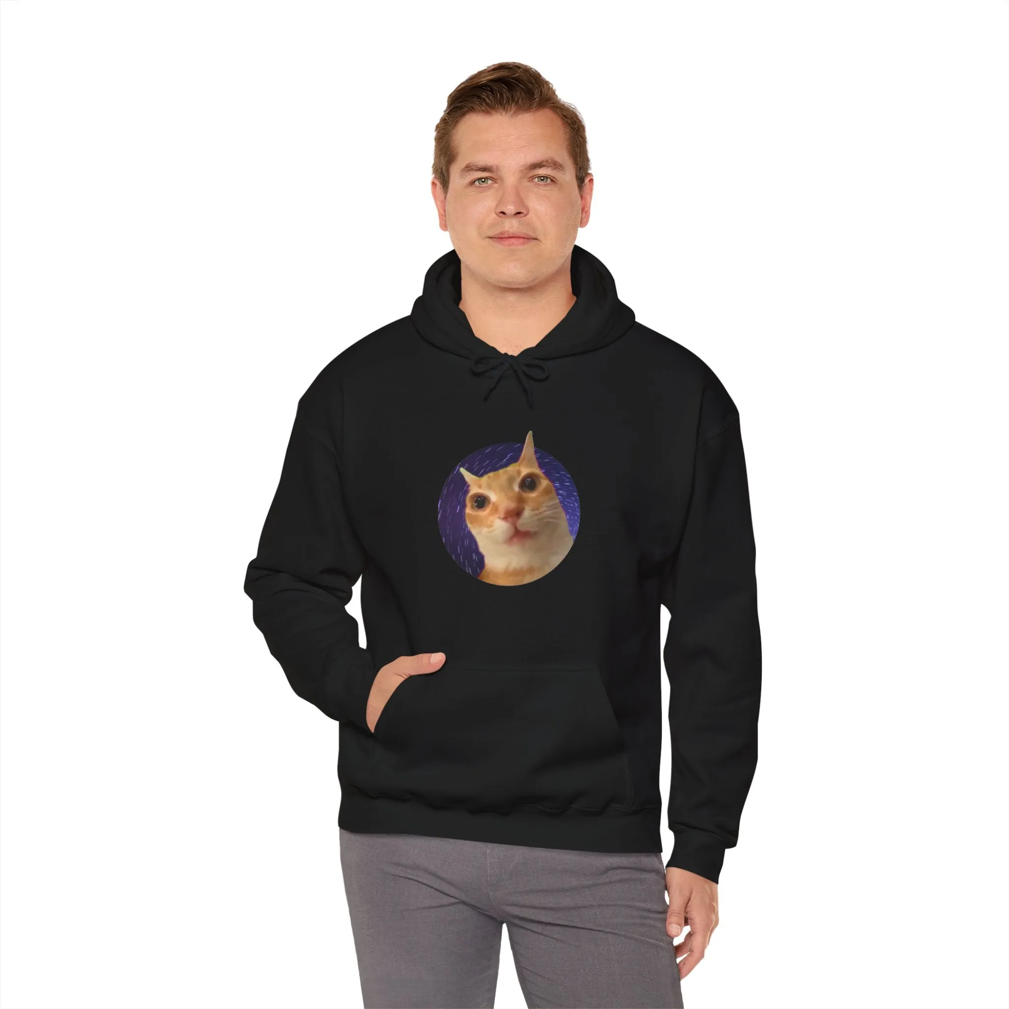 Spaced Out Cat Meme Unisex Heavy Blend Hooded Sweatshirt