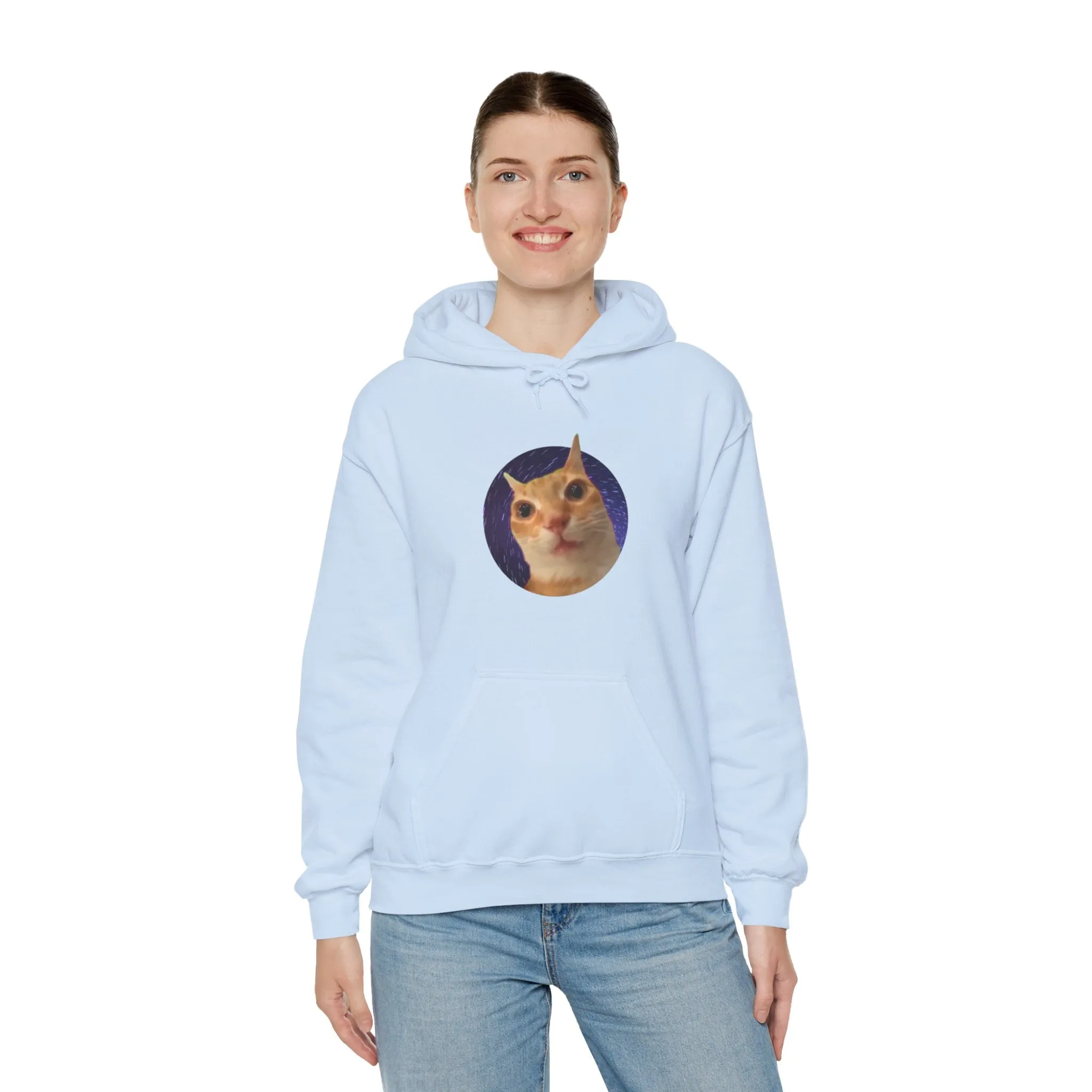 Spaced Out Cat Meme Unisex Heavy Blend Hooded Sweatshirt