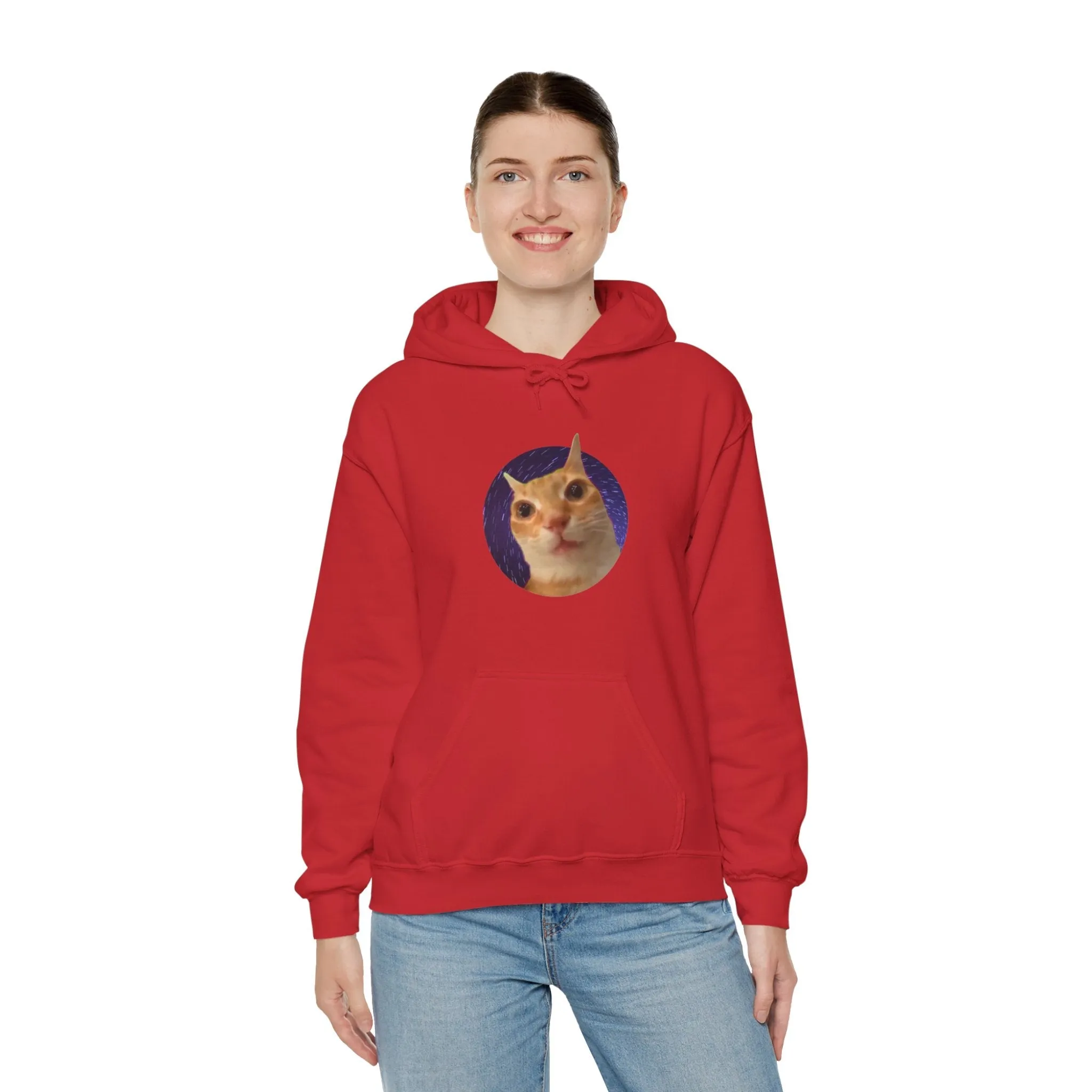 Spaced Out Cat Meme Unisex Heavy Blend Hooded Sweatshirt