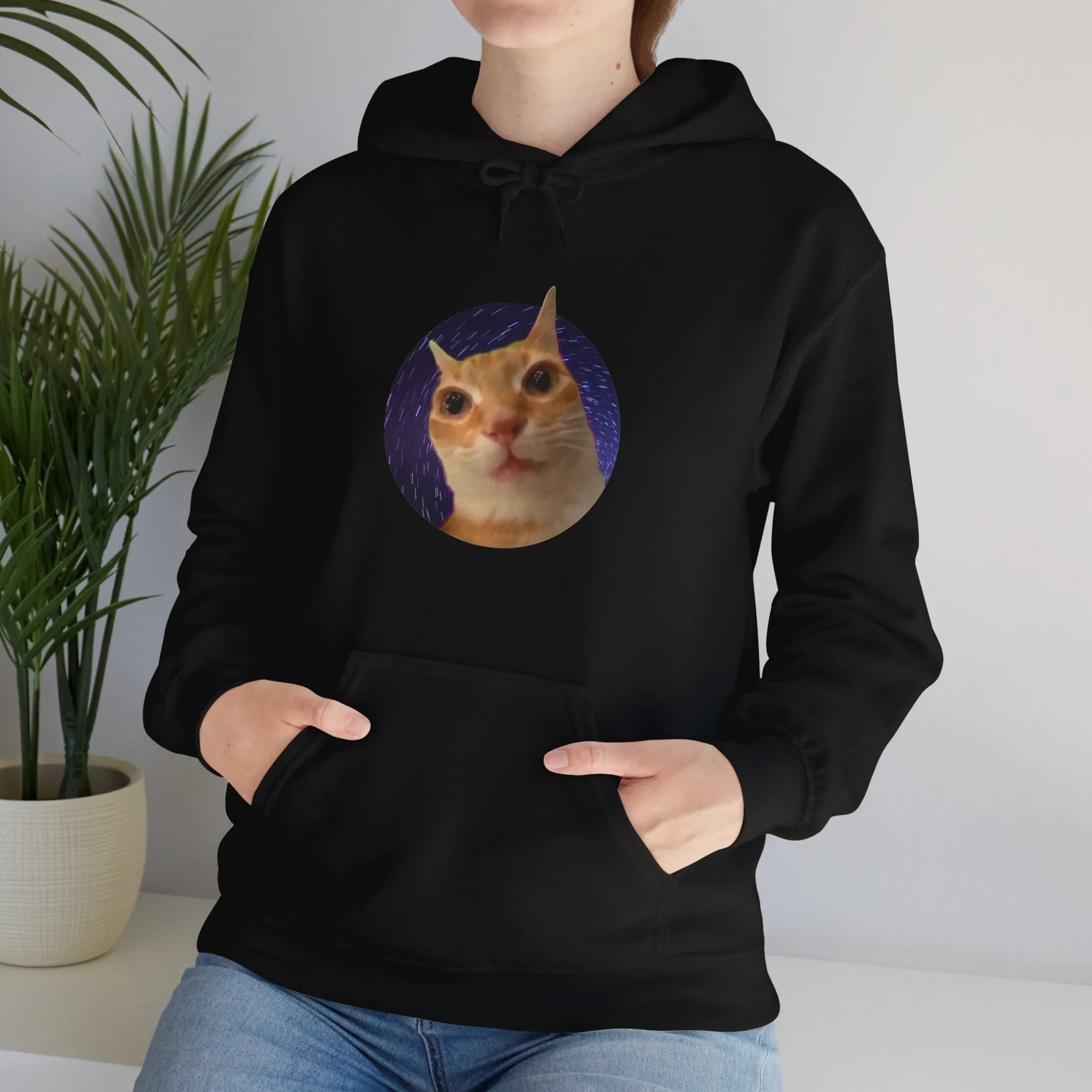 Spaced Out Cat Meme Unisex Heavy Blend Hooded Sweatshirt