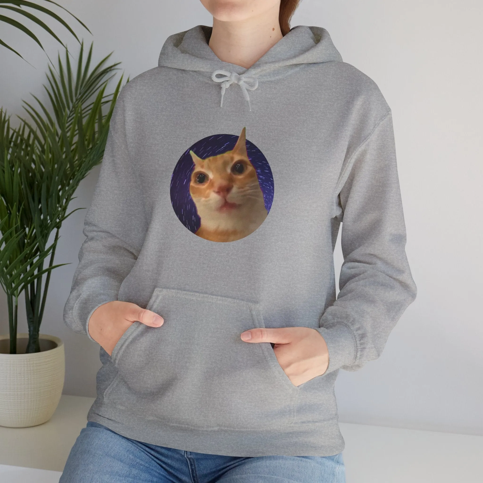 Spaced Out Cat Meme Unisex Heavy Blend Hooded Sweatshirt