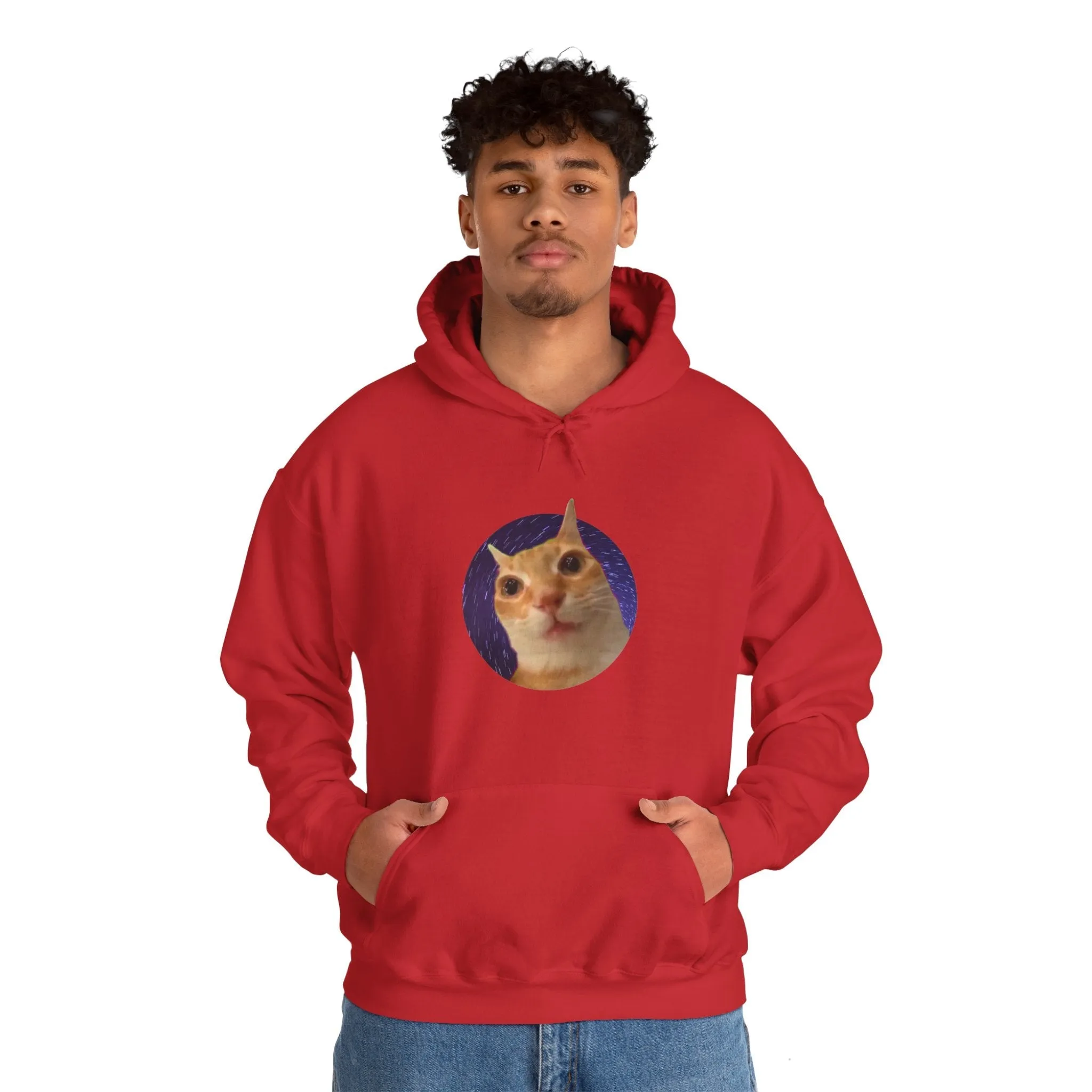 Spaced Out Cat Meme Unisex Heavy Blend Hooded Sweatshirt