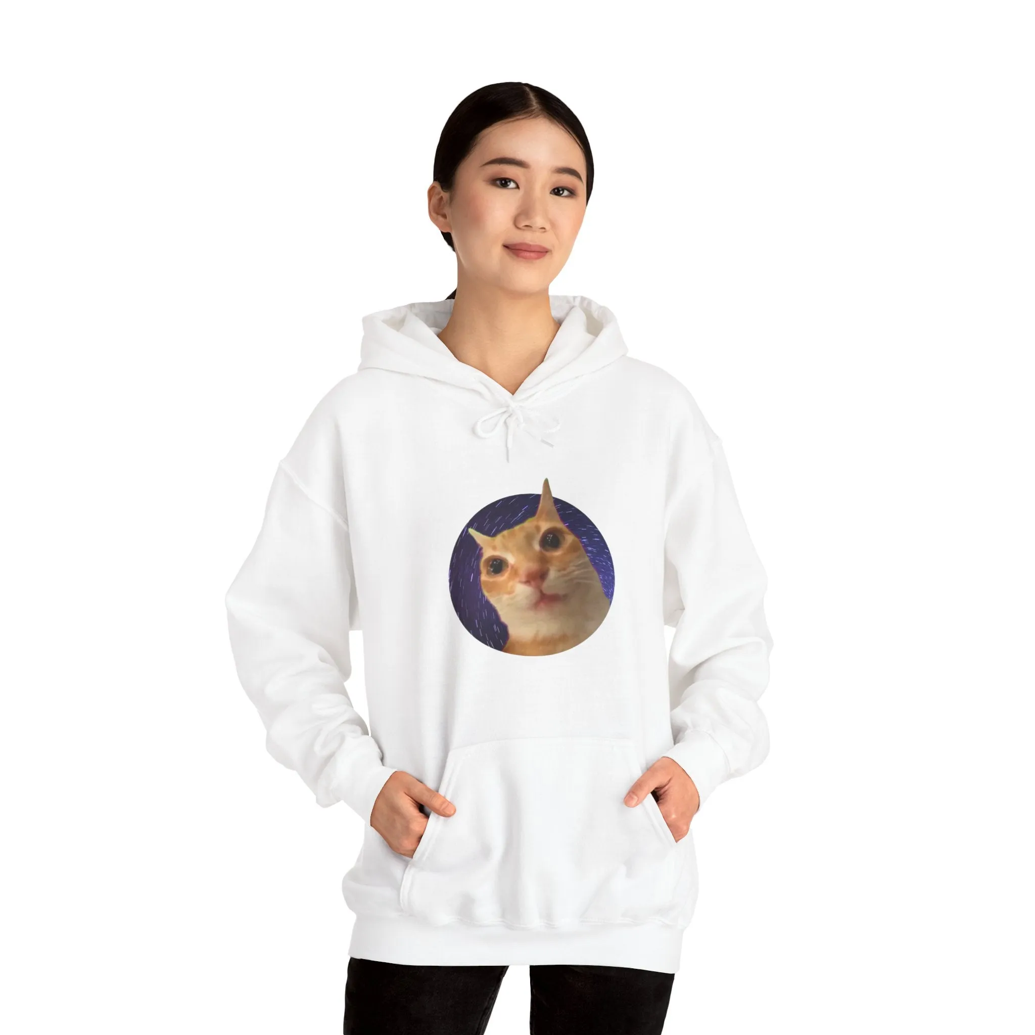 Spaced Out Cat Meme Unisex Heavy Blend Hooded Sweatshirt