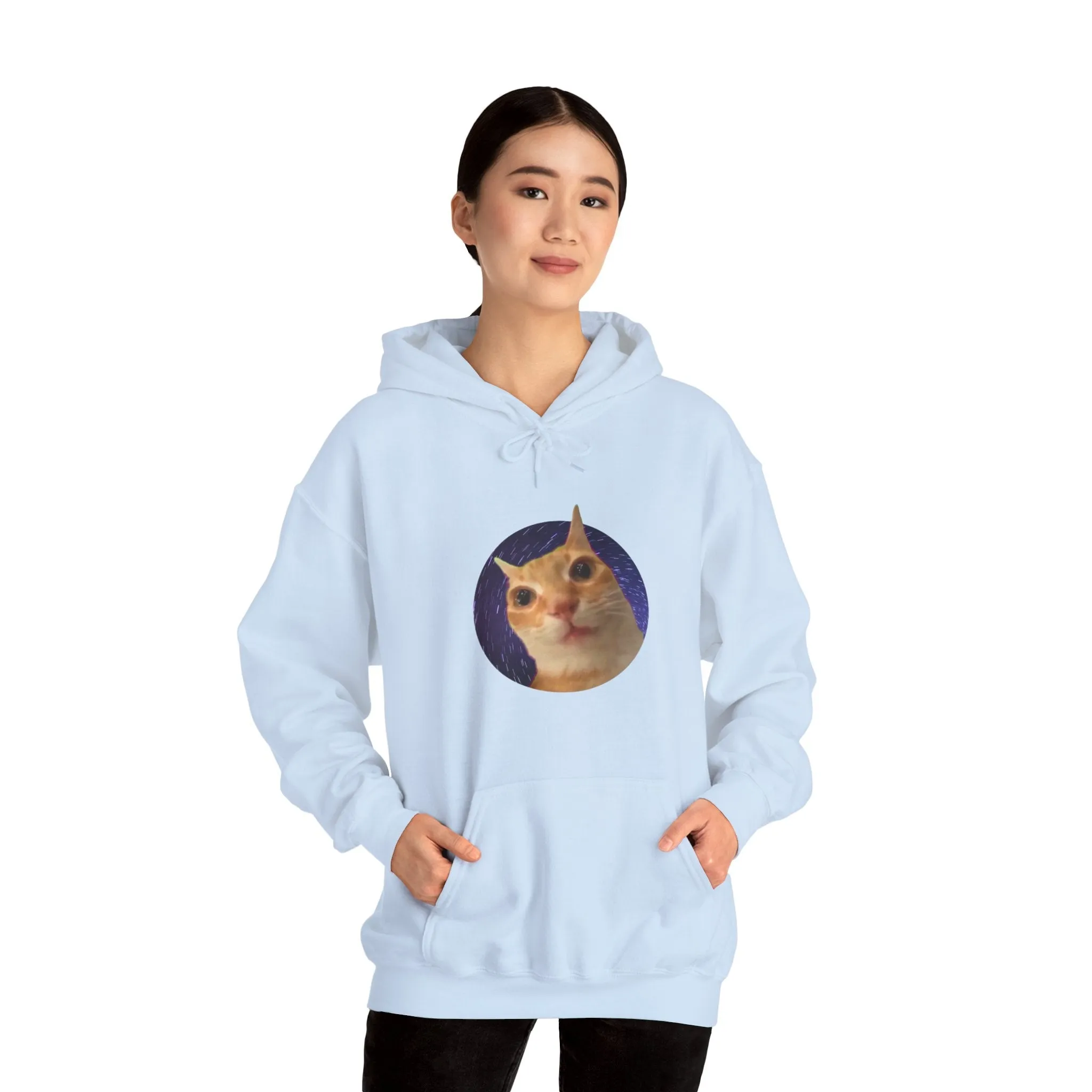 Spaced Out Cat Meme Unisex Heavy Blend Hooded Sweatshirt