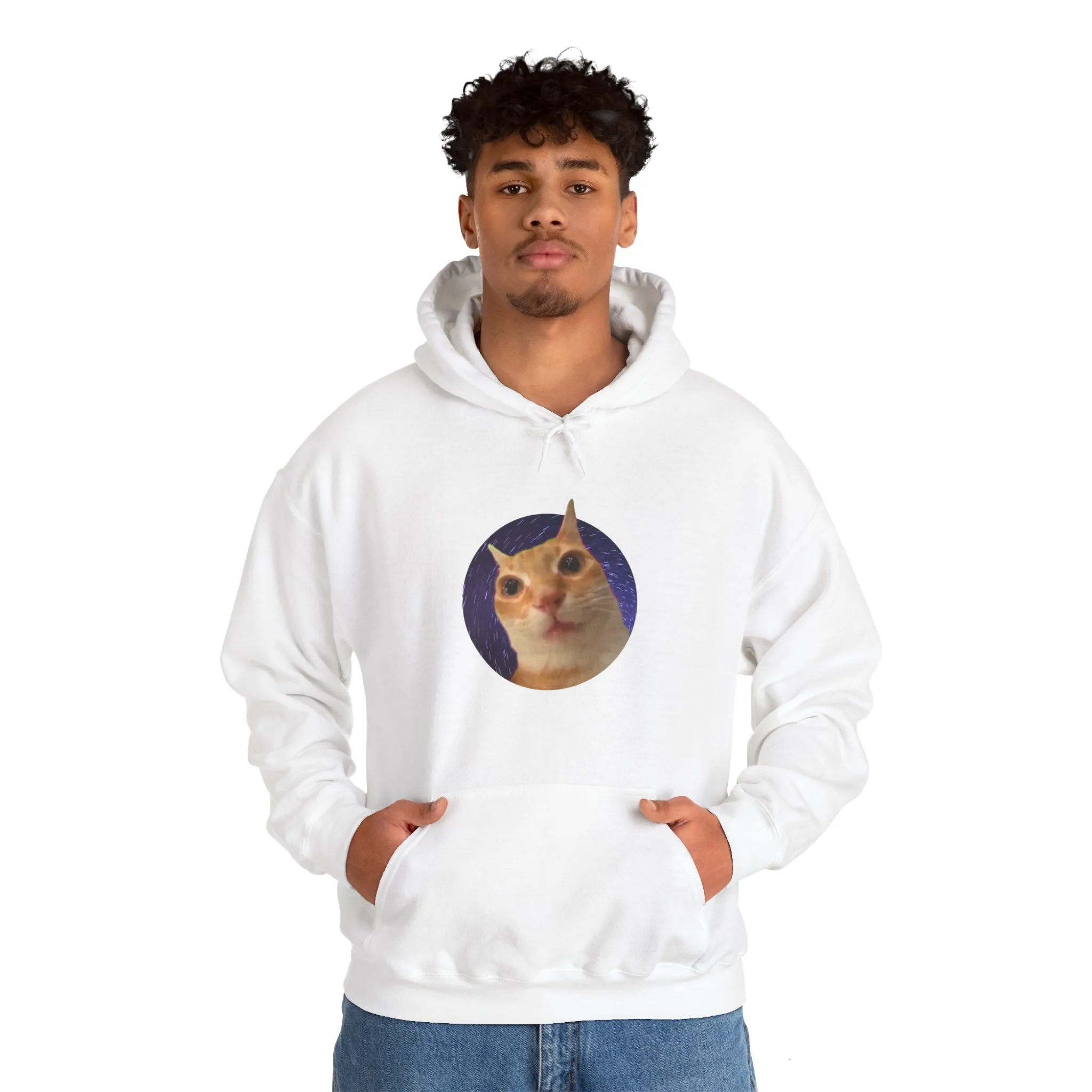 Spaced Out Cat Meme Unisex Heavy Blend Hooded Sweatshirt