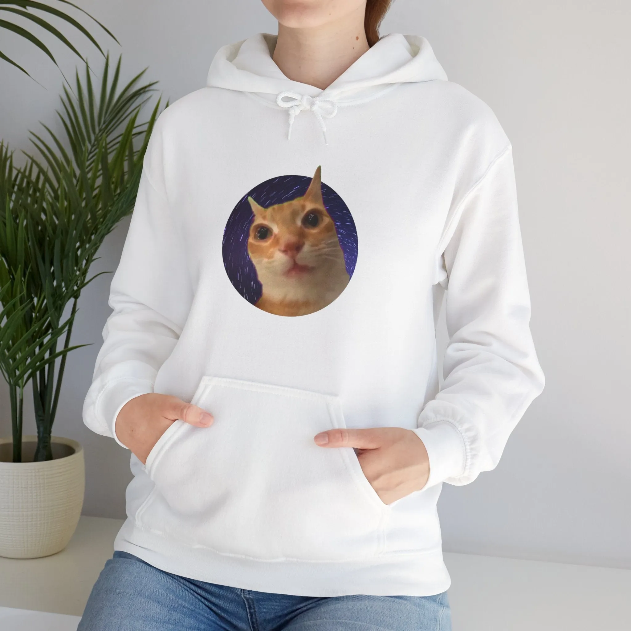 Spaced Out Cat Meme Unisex Heavy Blend Hooded Sweatshirt