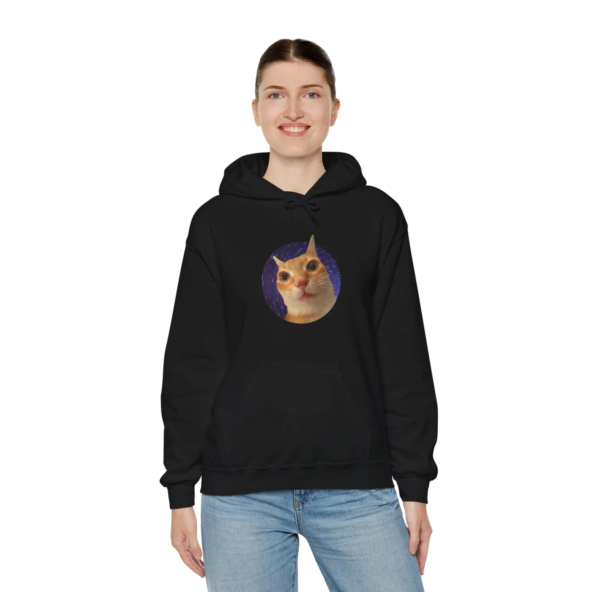 Spaced Out Cat Meme Unisex Heavy Blend Hooded Sweatshirt