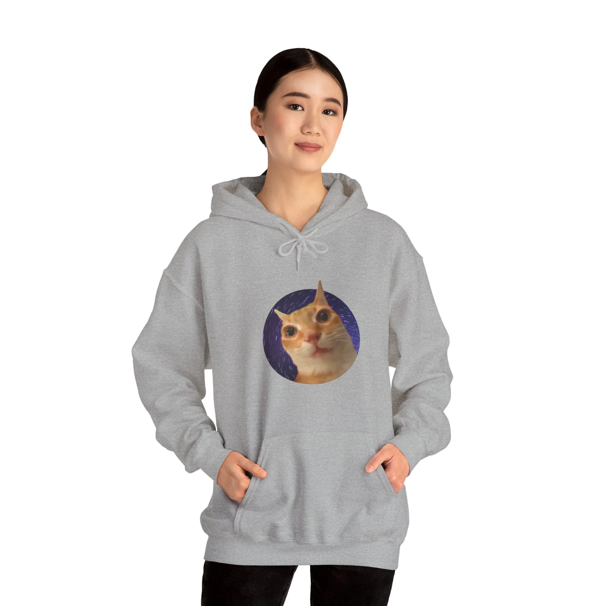 Spaced Out Cat Meme Unisex Heavy Blend Hooded Sweatshirt