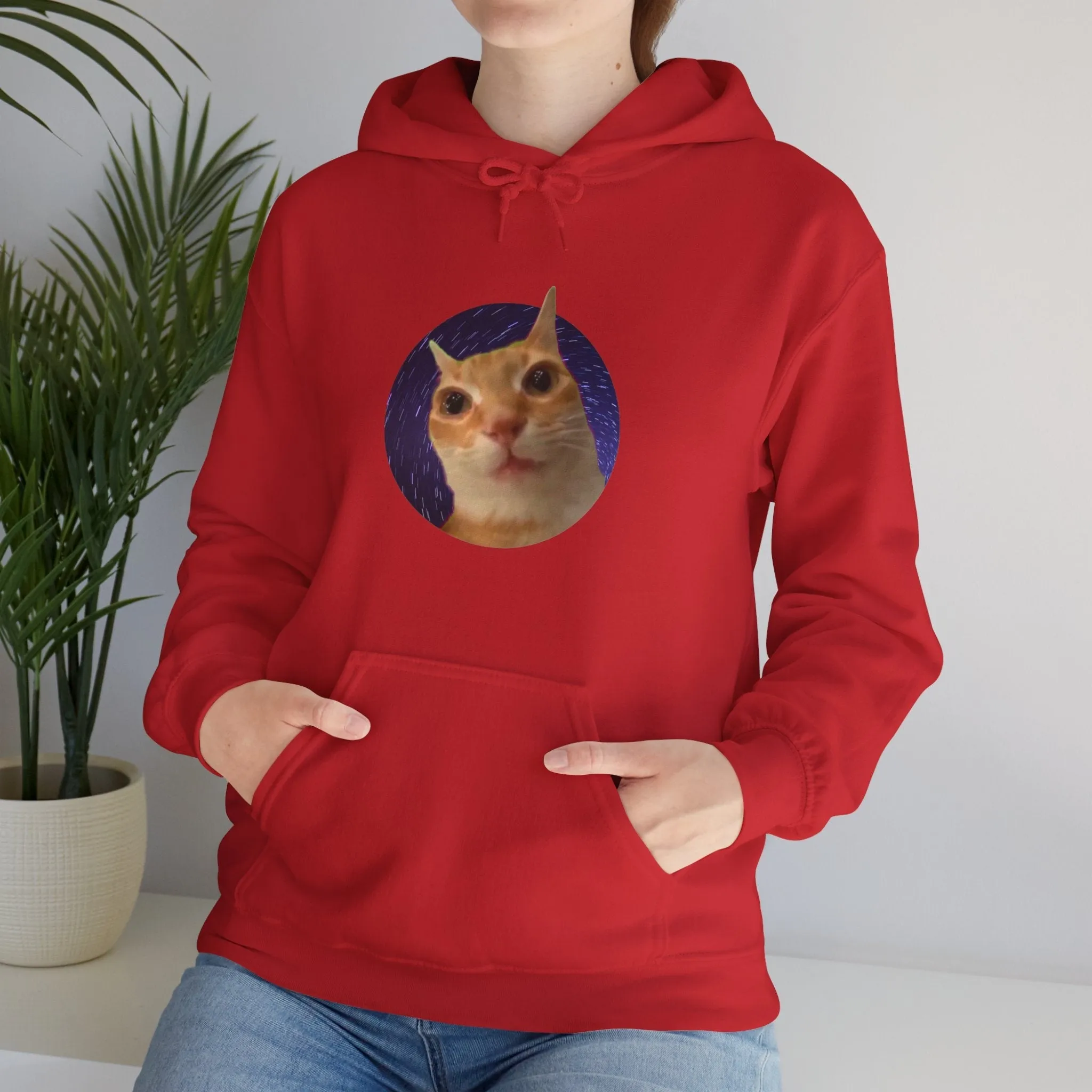 Spaced Out Cat Meme Unisex Heavy Blend Hooded Sweatshirt