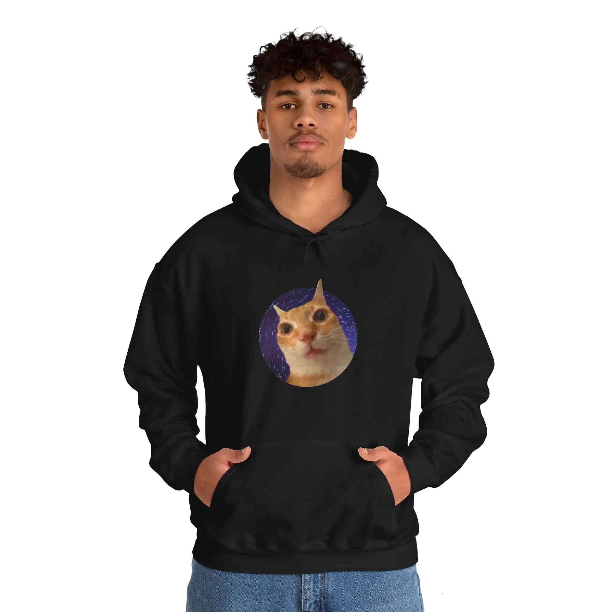 Spaced Out Cat Meme Unisex Heavy Blend Hooded Sweatshirt