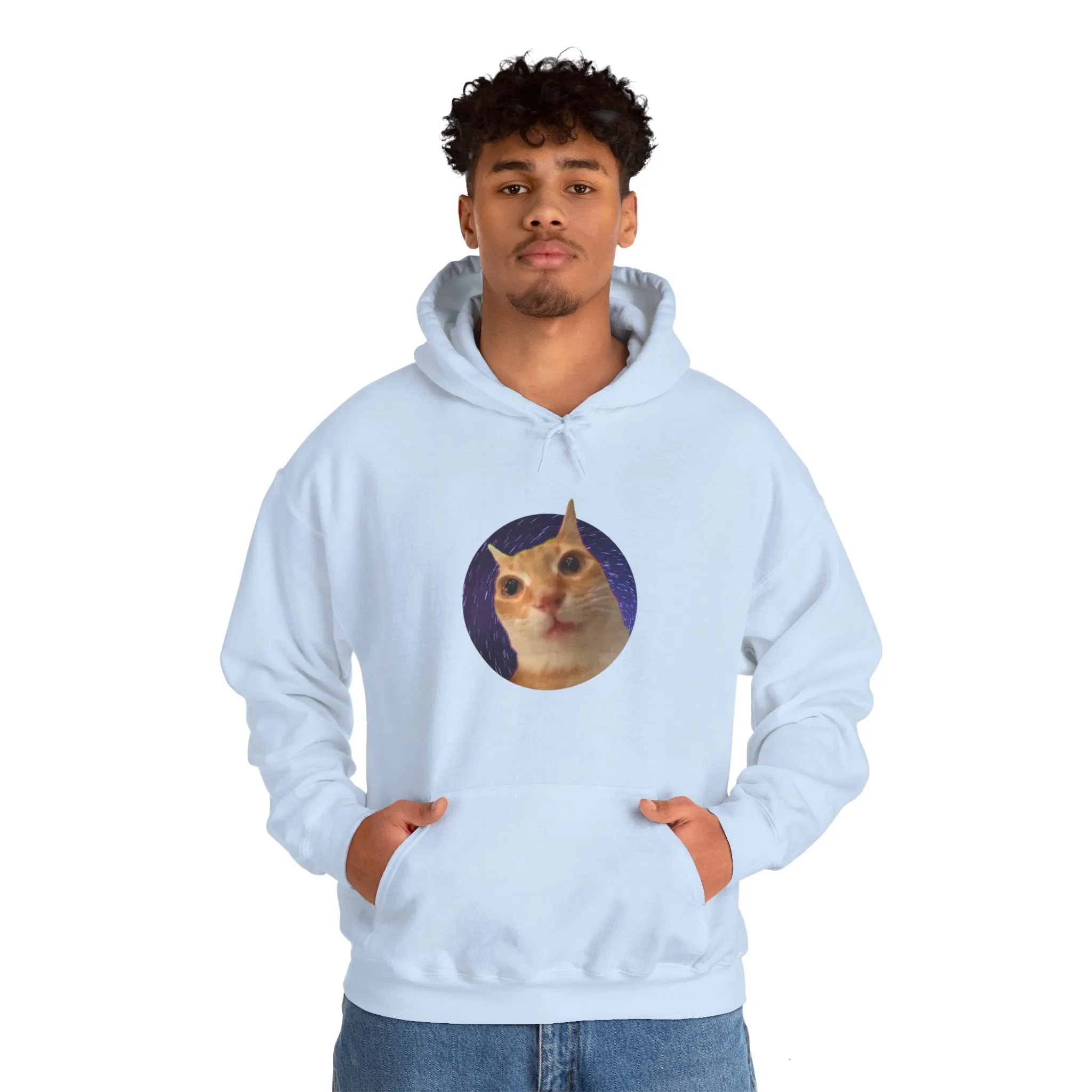 Spaced Out Cat Meme Unisex Heavy Blend Hooded Sweatshirt