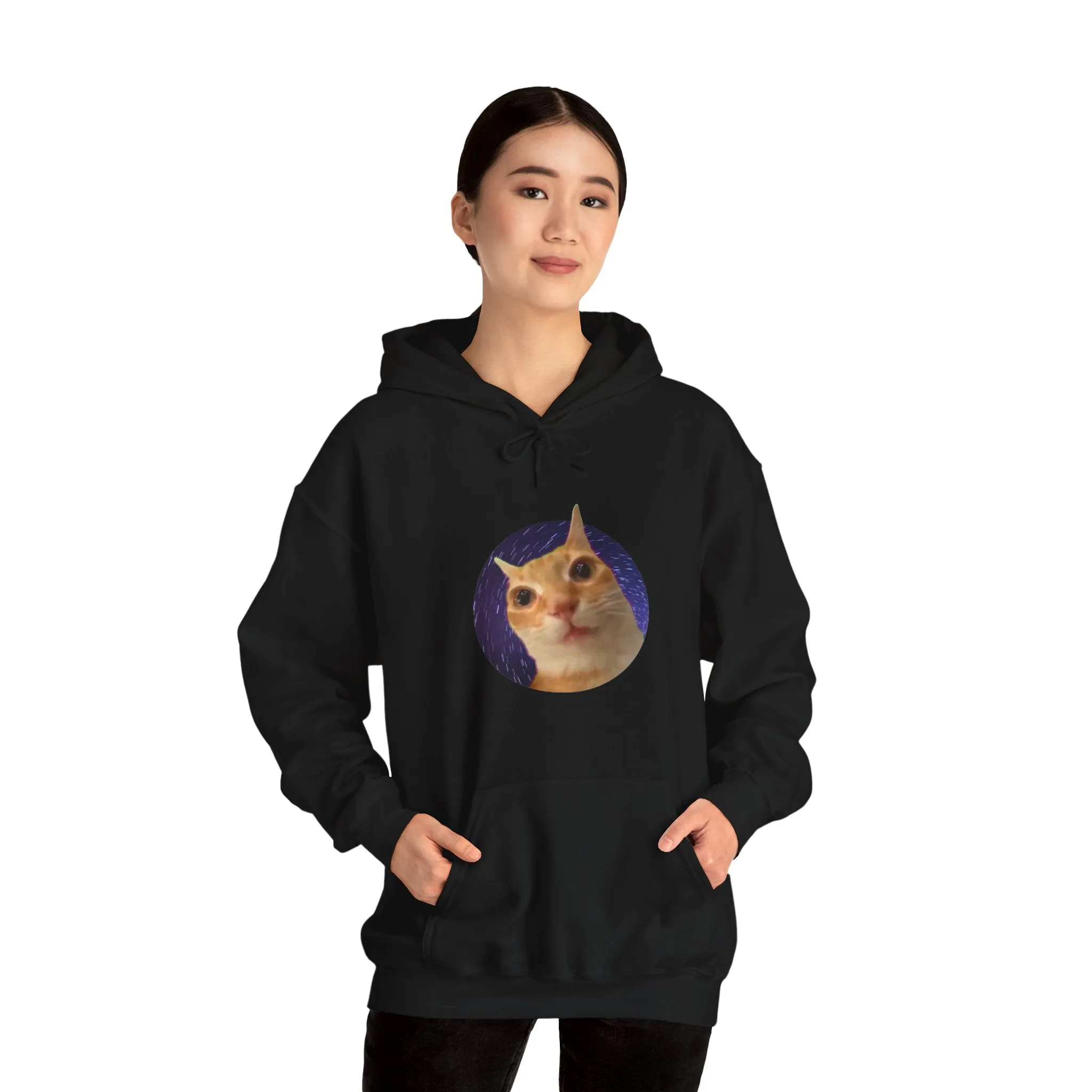 Spaced Out Cat Meme Unisex Heavy Blend Hooded Sweatshirt