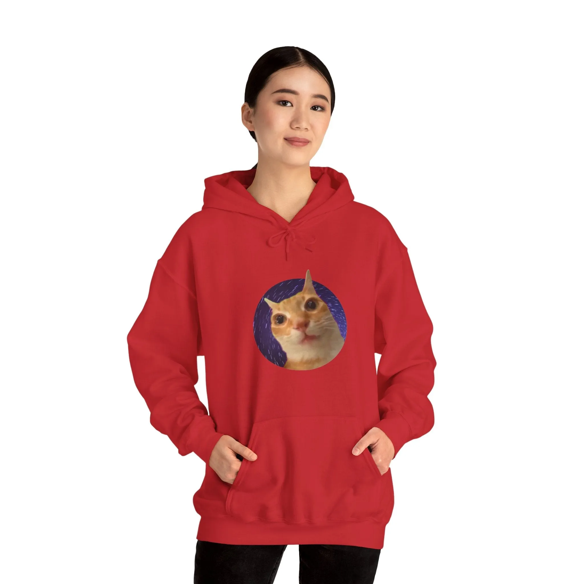 Spaced Out Cat Meme Unisex Heavy Blend Hooded Sweatshirt