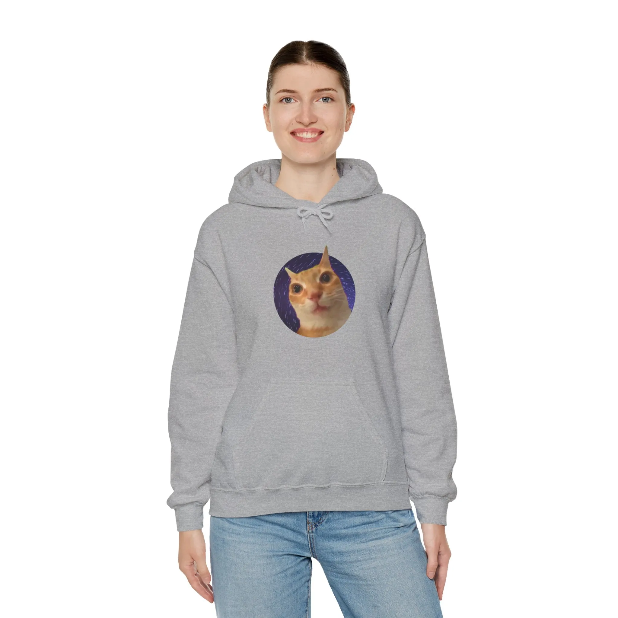 Spaced Out Cat Meme Unisex Heavy Blend Hooded Sweatshirt