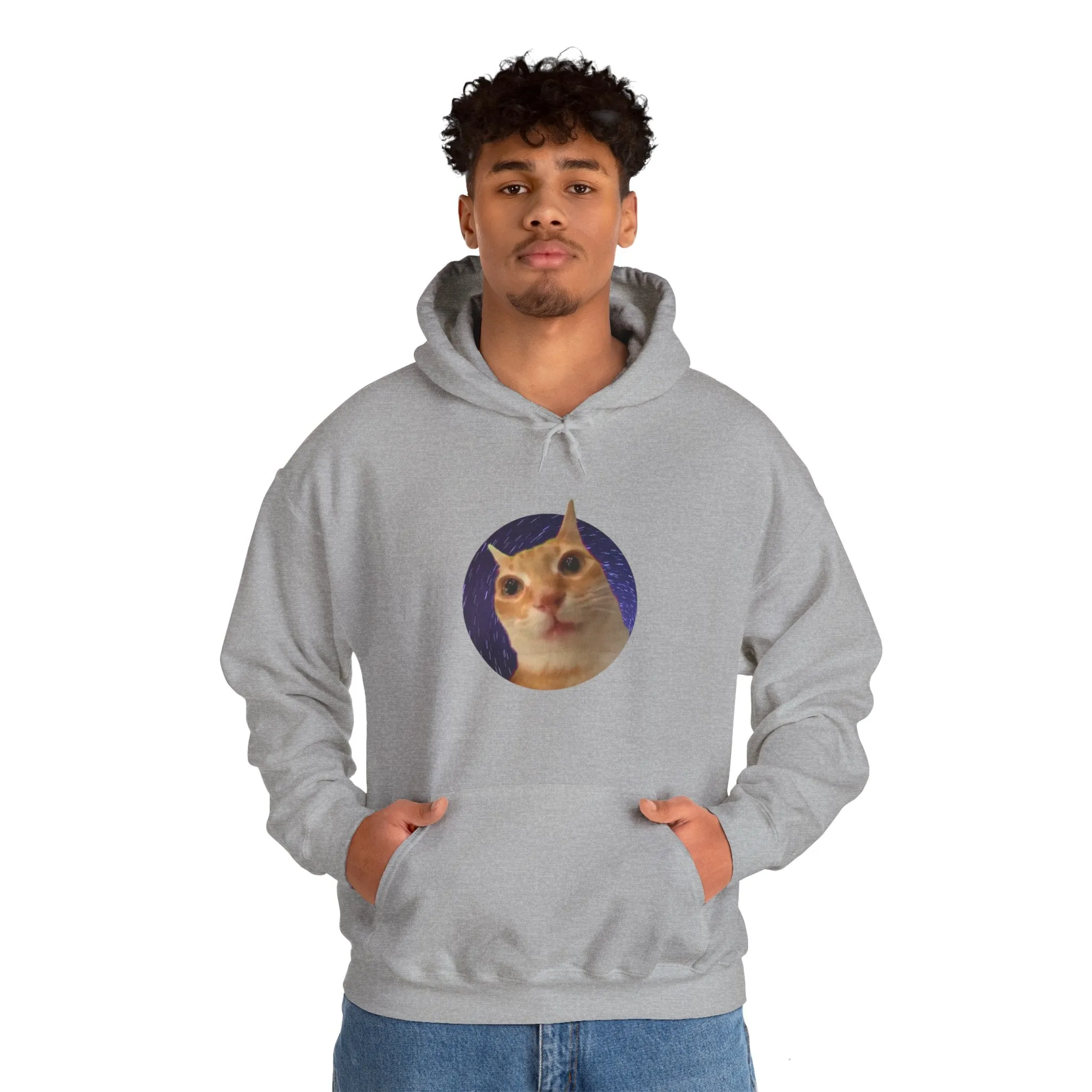 Spaced Out Cat Meme Unisex Heavy Blend Hooded Sweatshirt