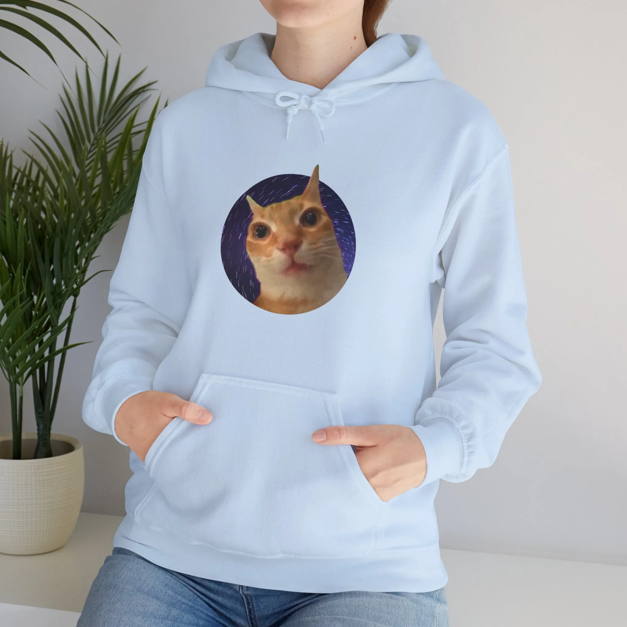 Spaced Out Cat Meme Unisex Heavy Blend Hooded Sweatshirt