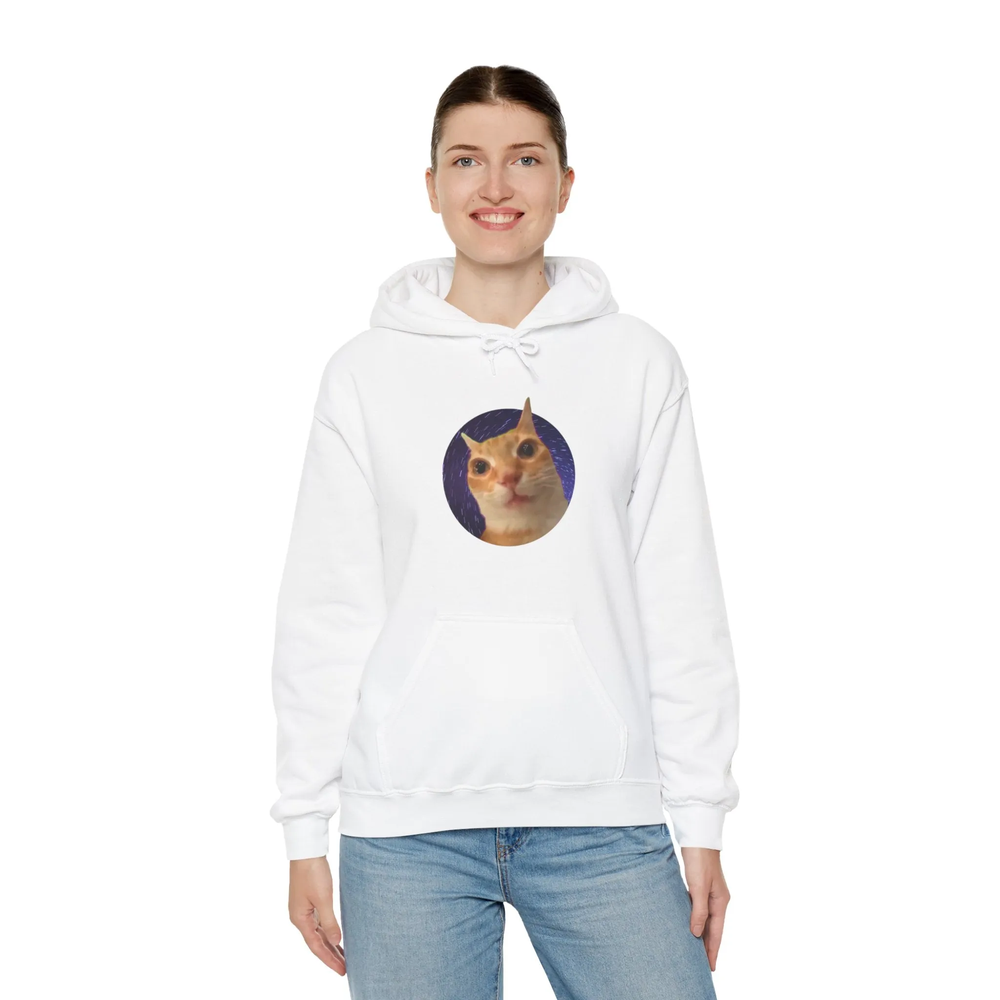 Spaced Out Cat Meme Unisex Heavy Blend Hooded Sweatshirt