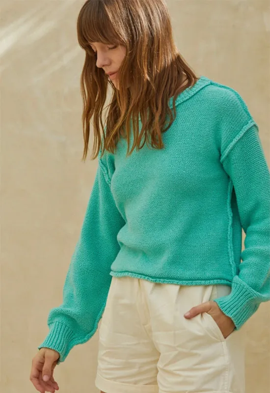 The Hailee Sweater - Light Green Grass