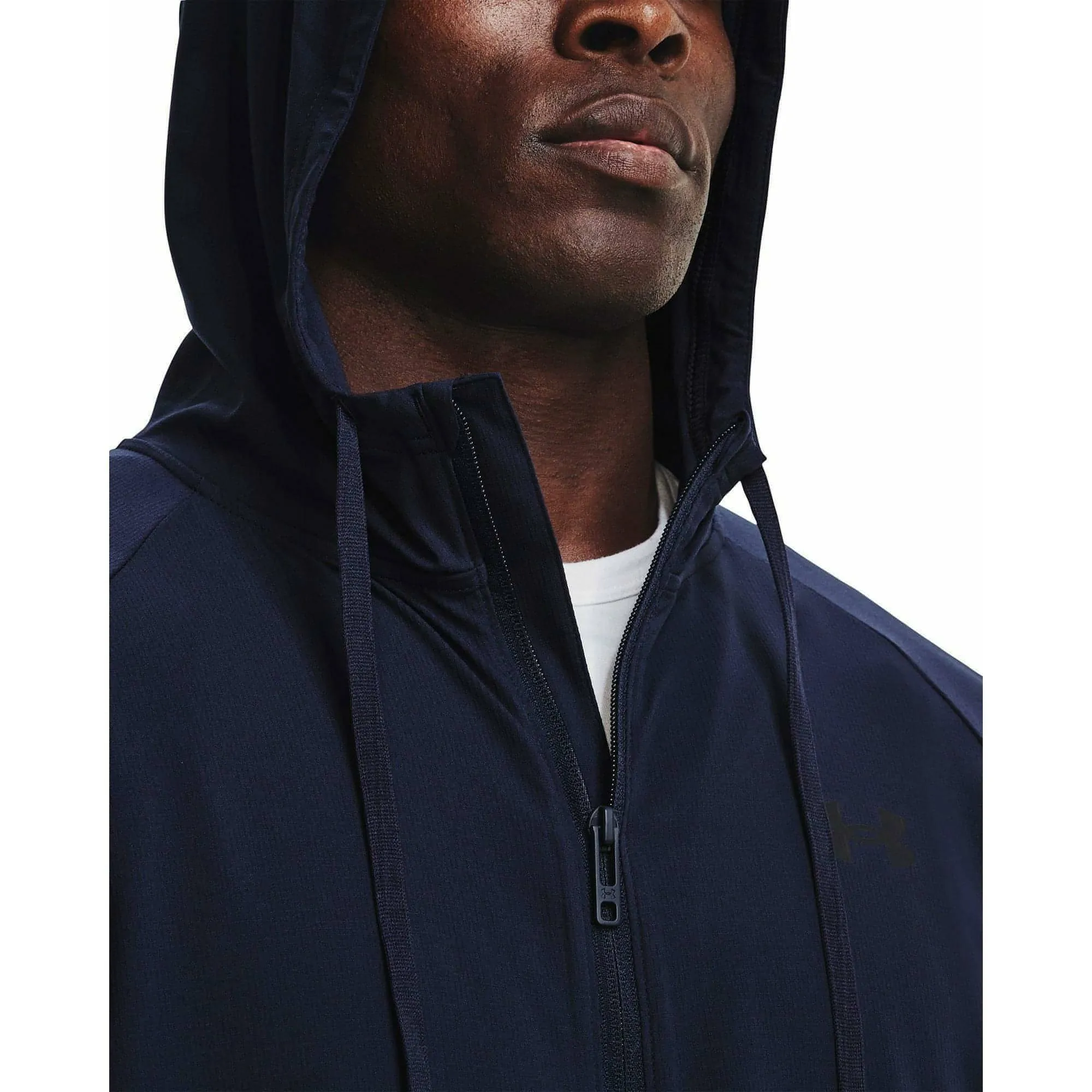 Under Armour Woven Perforated Windbreaker Mens Running Jacket - Navy