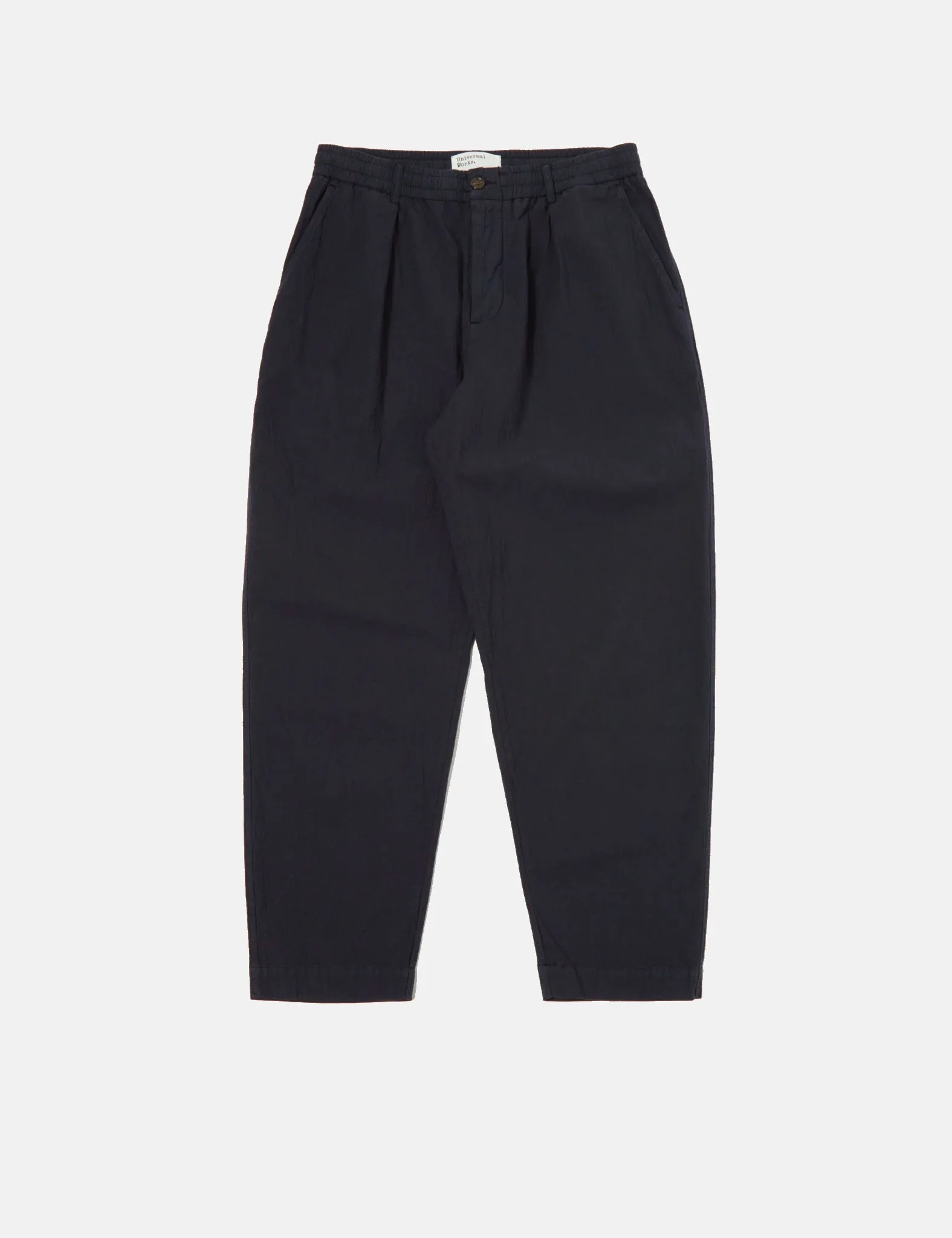 Universal Works Pleated Track Pant (Seersucker) - Navy Blue