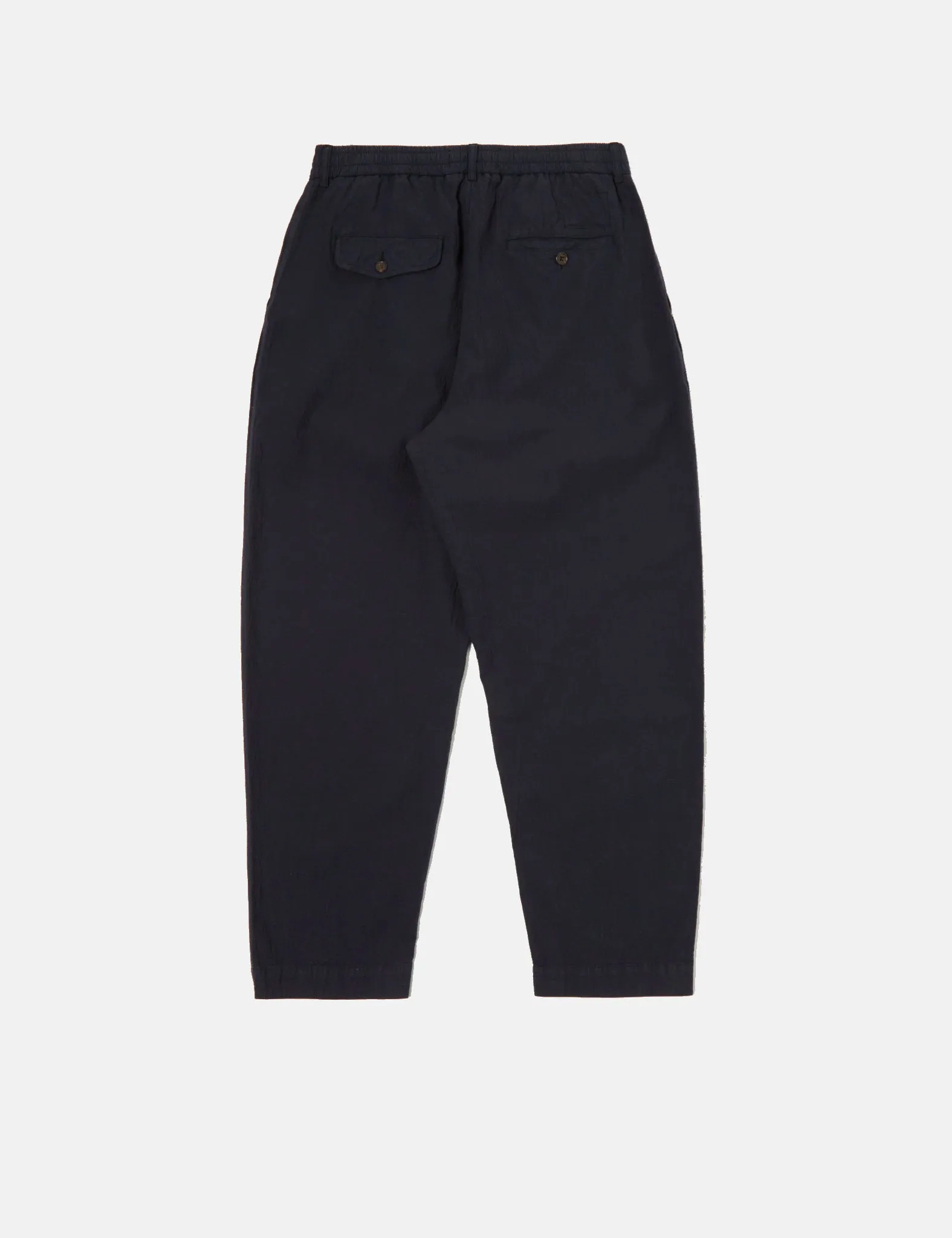 Universal Works Pleated Track Pant (Seersucker) - Navy Blue