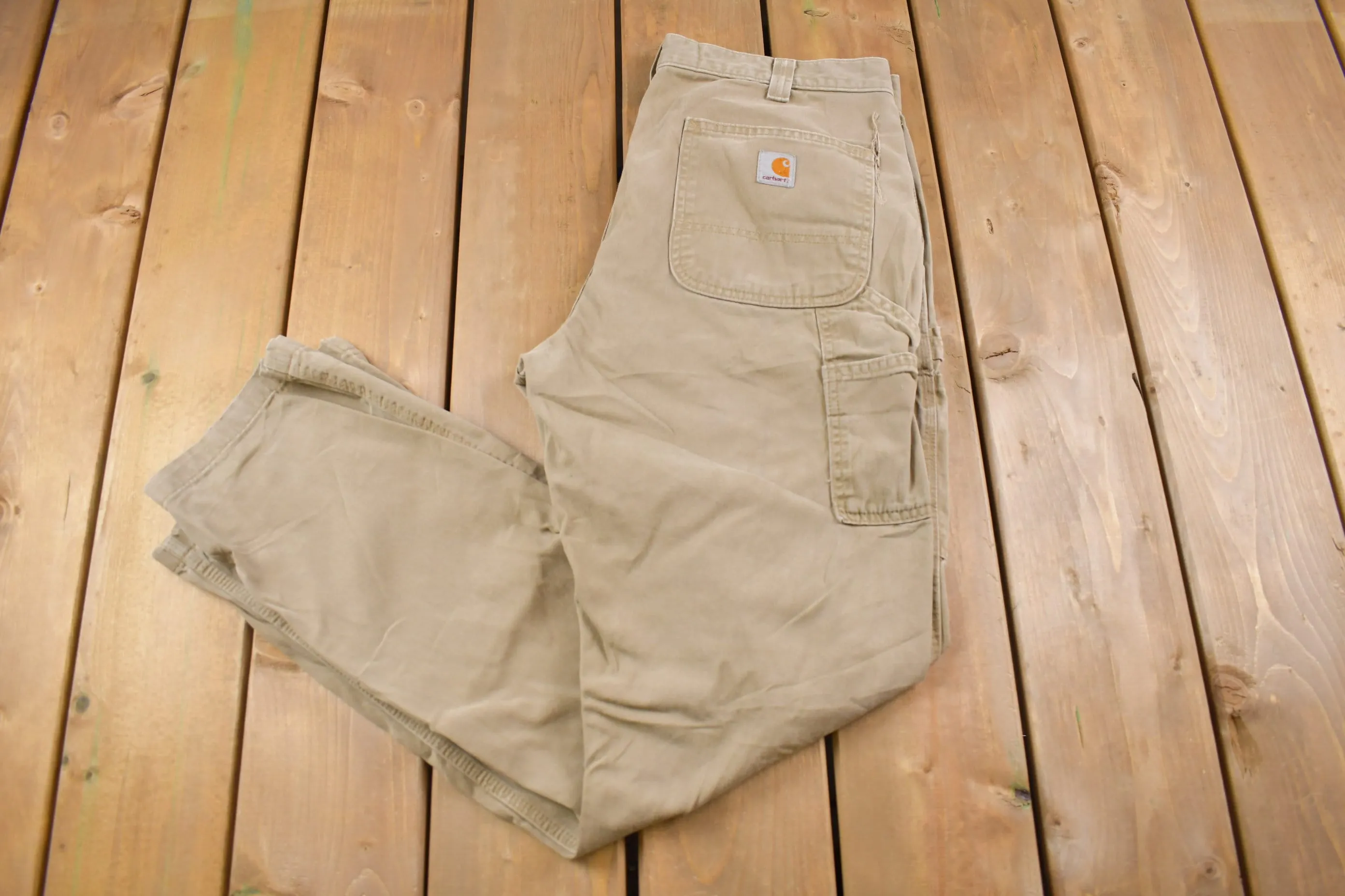 Vintage 1990s Carhartt Khaki Pants 36 x 32 / 90s Carpenter Pants / Hype Vintage / Vintage Khaki Pants / Small Hole / Vintage Workwear